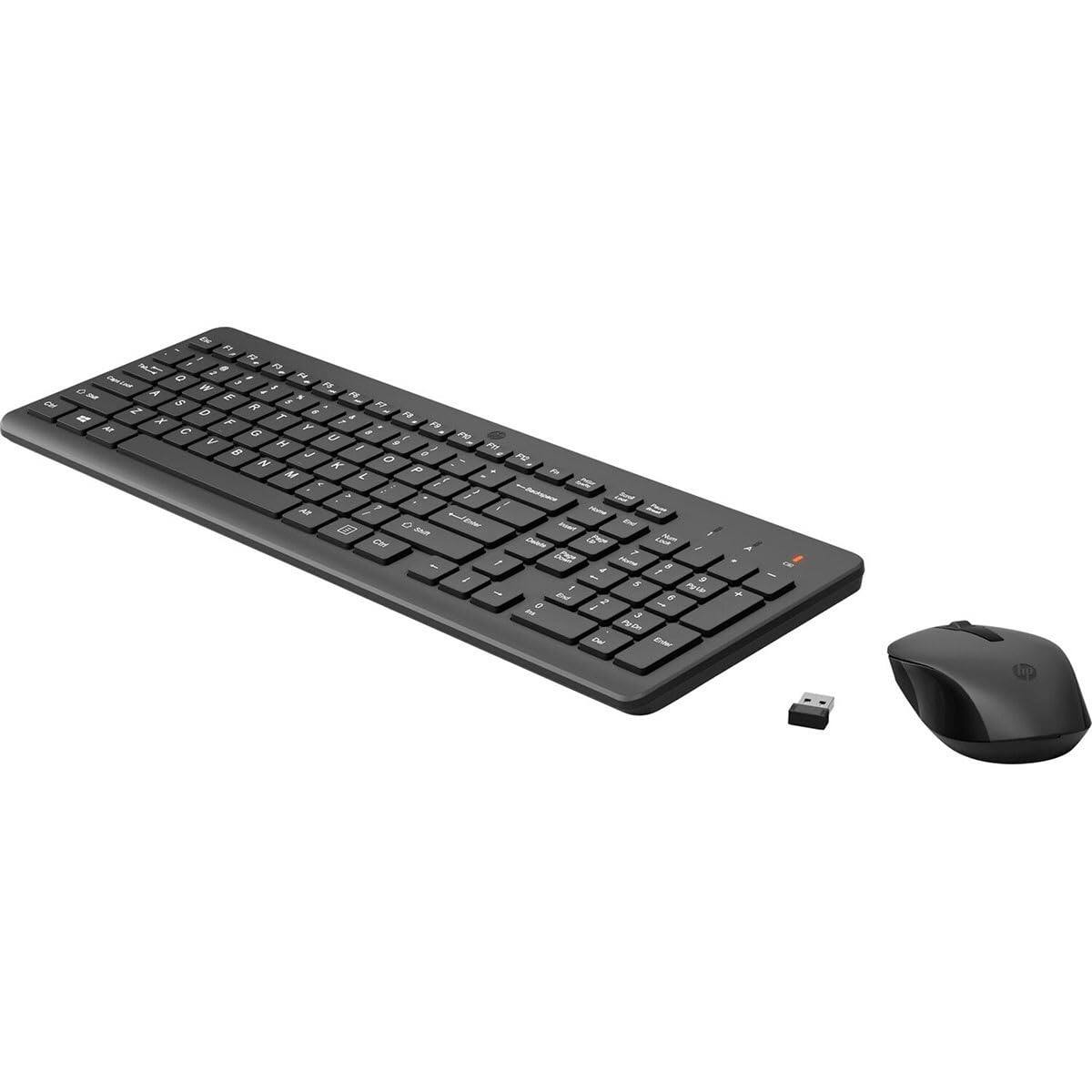 Front. HP - HP 330 Wireless Keyboard & Mouse Combo - 2.4GHz USB Receiver, Chiclet Keys, 12 Shortcuts, 1600 DPI Mouse, LED Indicators - Black.