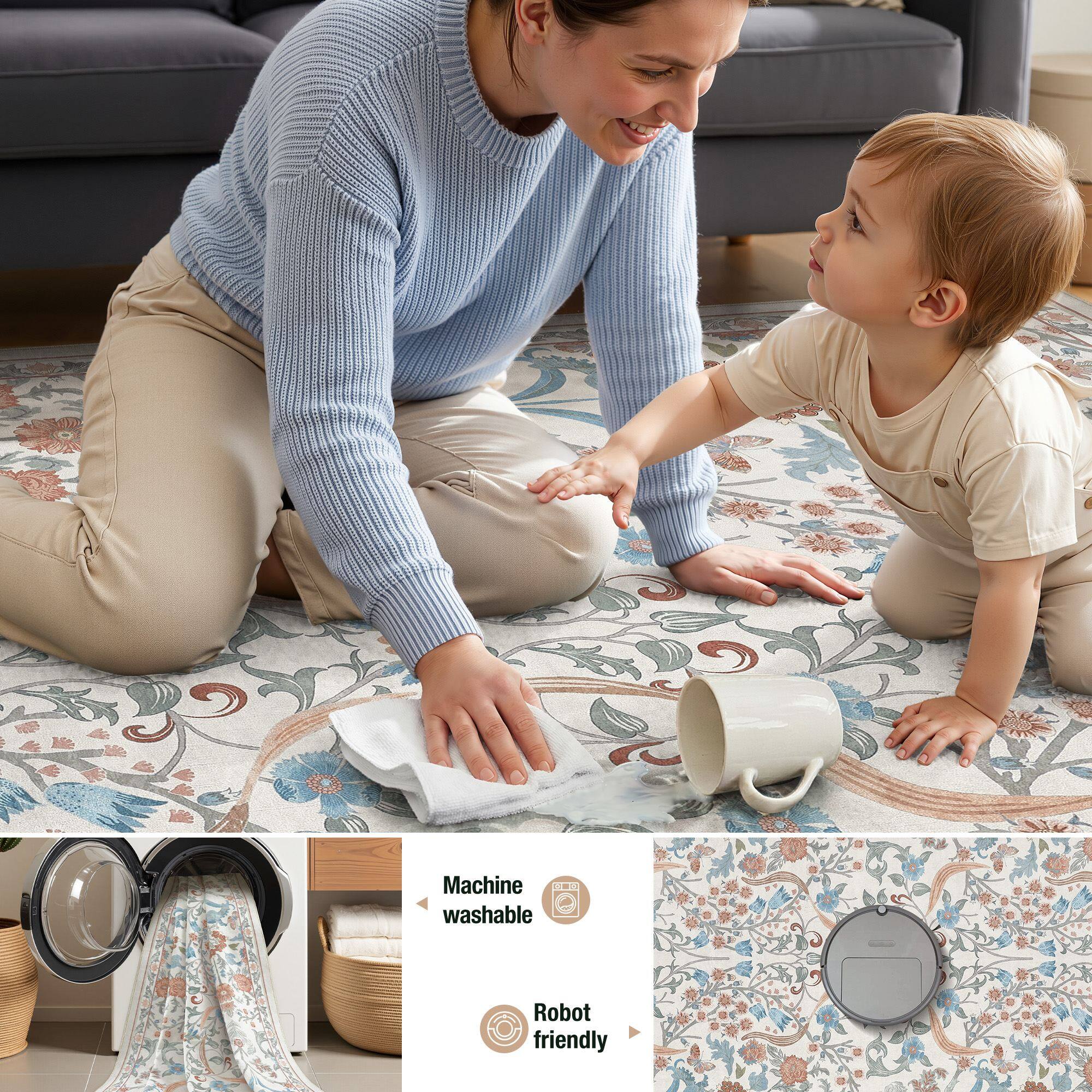 Machine washable  
Robot friendly