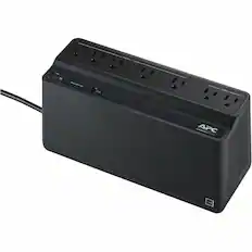 Front. APC - Back-UPS, 650VA/360W, Tower/Wall Mount, 7 Outlets, LED Indicator, USB-A port - Black.
