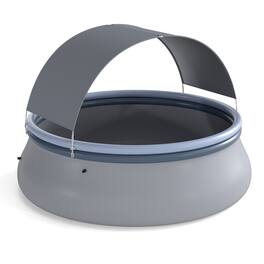 Costway - Outdoor Large Inflatable Pool, Round Blow Up Pool with Sunshade Canopy for Adults - Blue + Gray