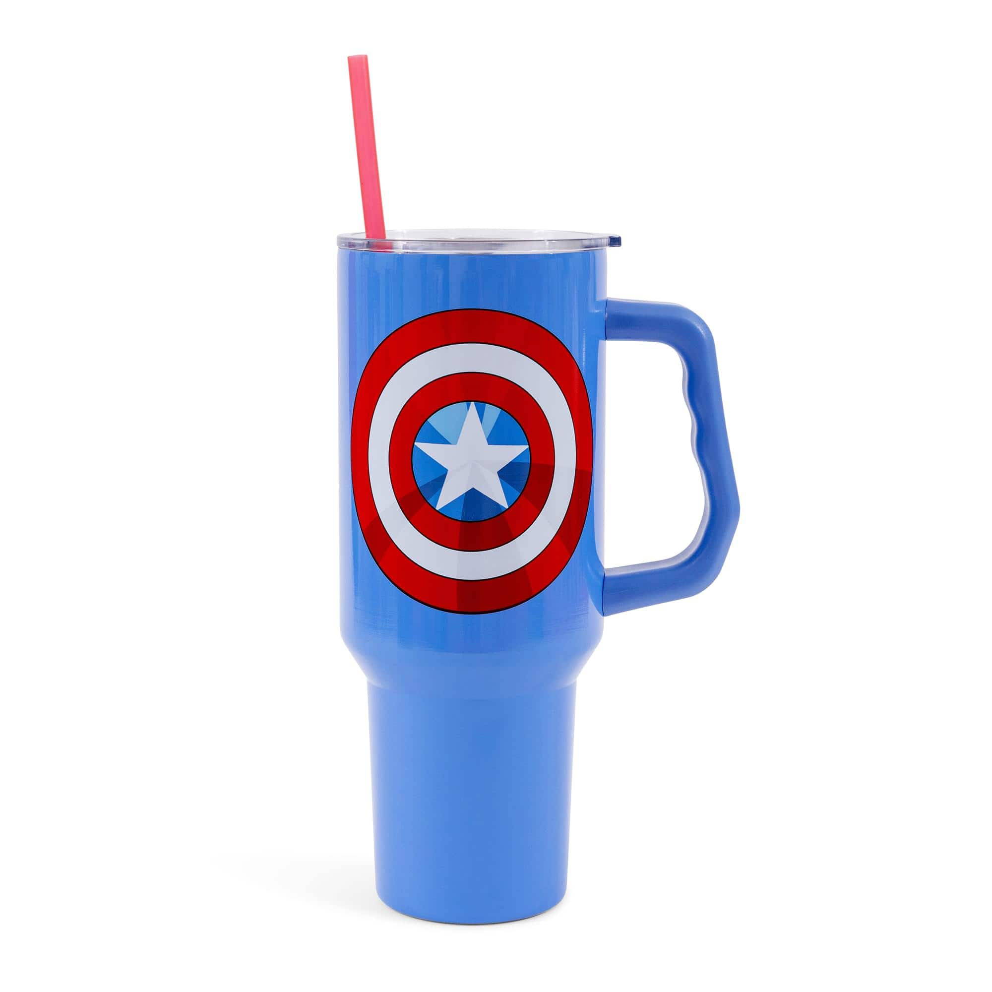 Marvel - Comics Captain America 40-Ounce Stainless Steel Tumbler With Handle - Blue