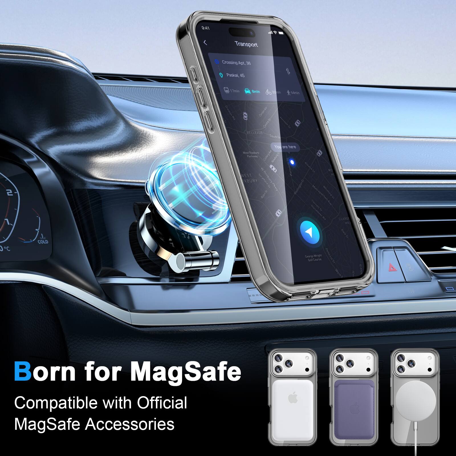 R4 - Transport Crossing at 30 3 Parkcal, 1 17mls Sein do d Vimia Detecta I 6 ! MORI Se S You - THTE - tontor hobute I EH N NEST 5 Bettary SBURY | i nooes CLIRO 0 C J COLD Swritngh SaSere i Born for MagSafe Compatible with Official MagSafe Accessories