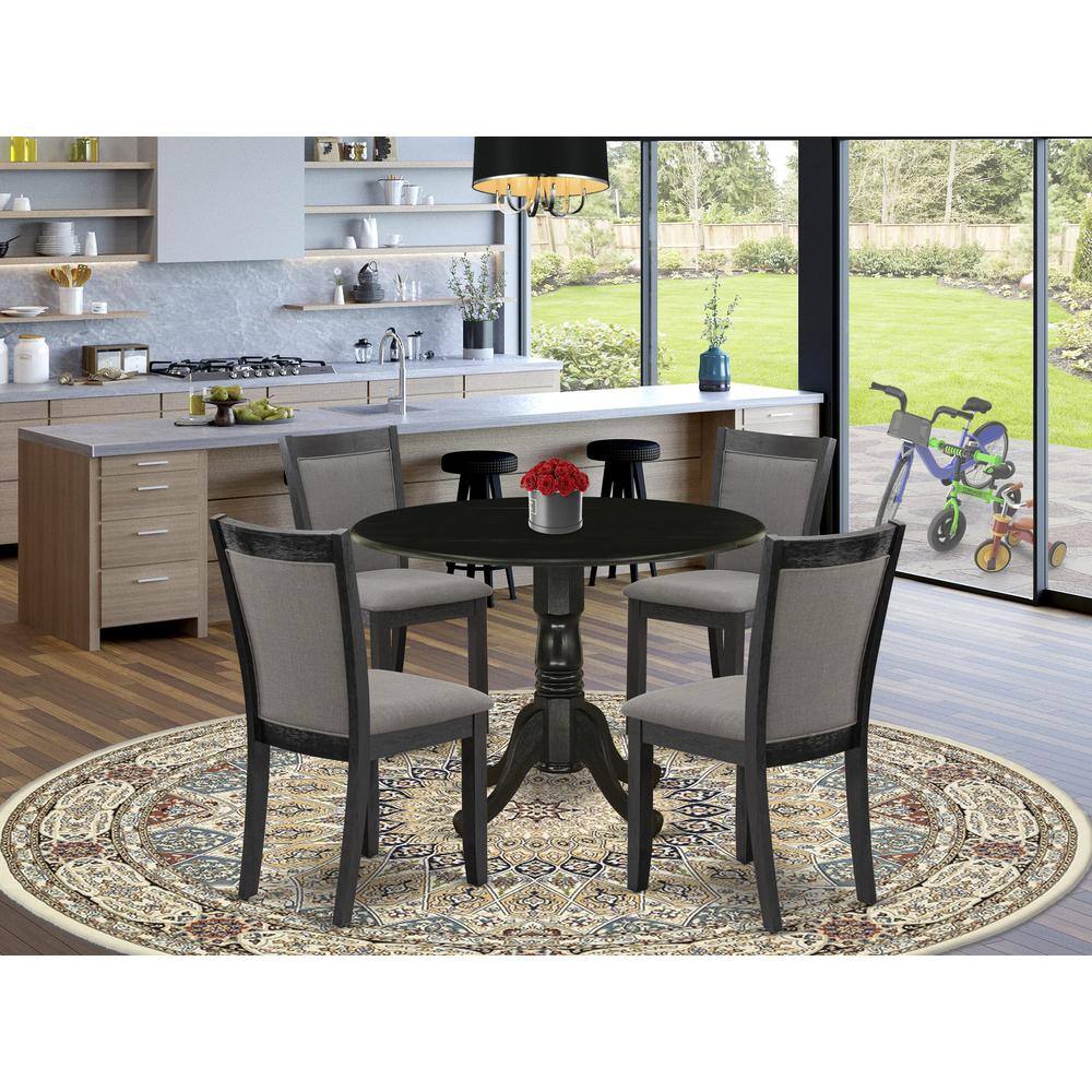 Angle. East West Furniture - East West Furniture 5-Piece Modern Dining Table Set Consists of a Dining Table with Drop Leaves and 4 Dark Gotham Grey - Multi-Color.