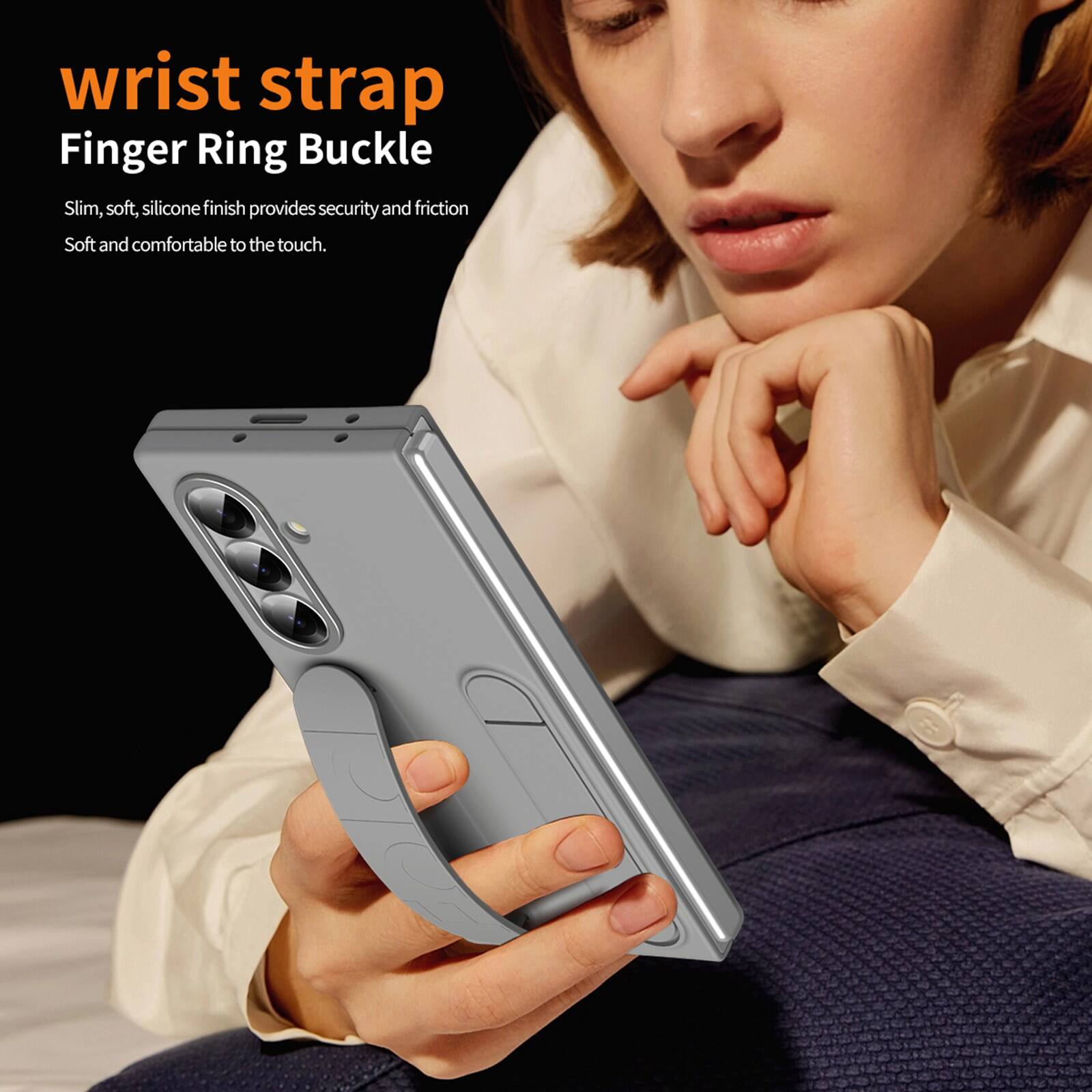 wrist strap Finger Ring Buckle Slim, soft, silicone finish provides security and friction Soft and comfortable to the touch.