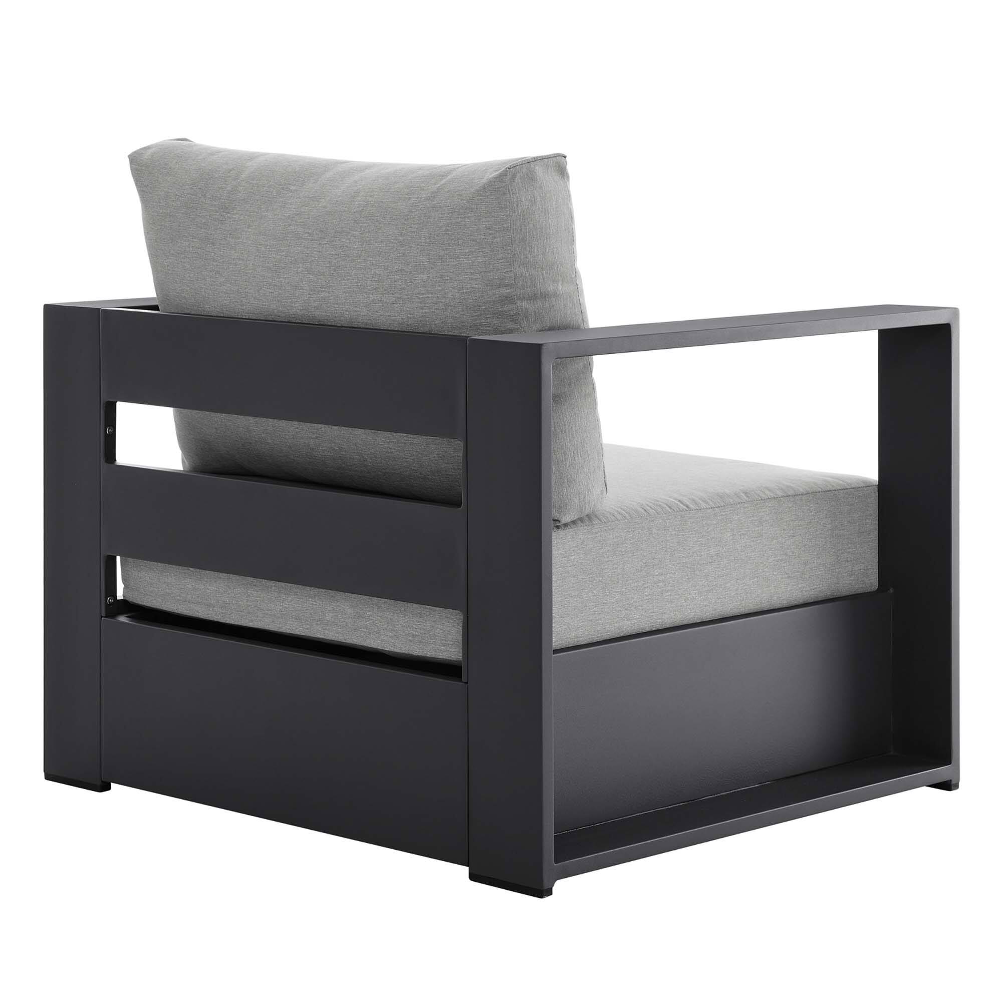 Alt View 4. Modway - Tahoe 4-Piece Outdoor Patio Set - Powder-Coated Aluminum, Cushioned Sofa, 2 Armchairs, Coffee Table - Gray Gray.