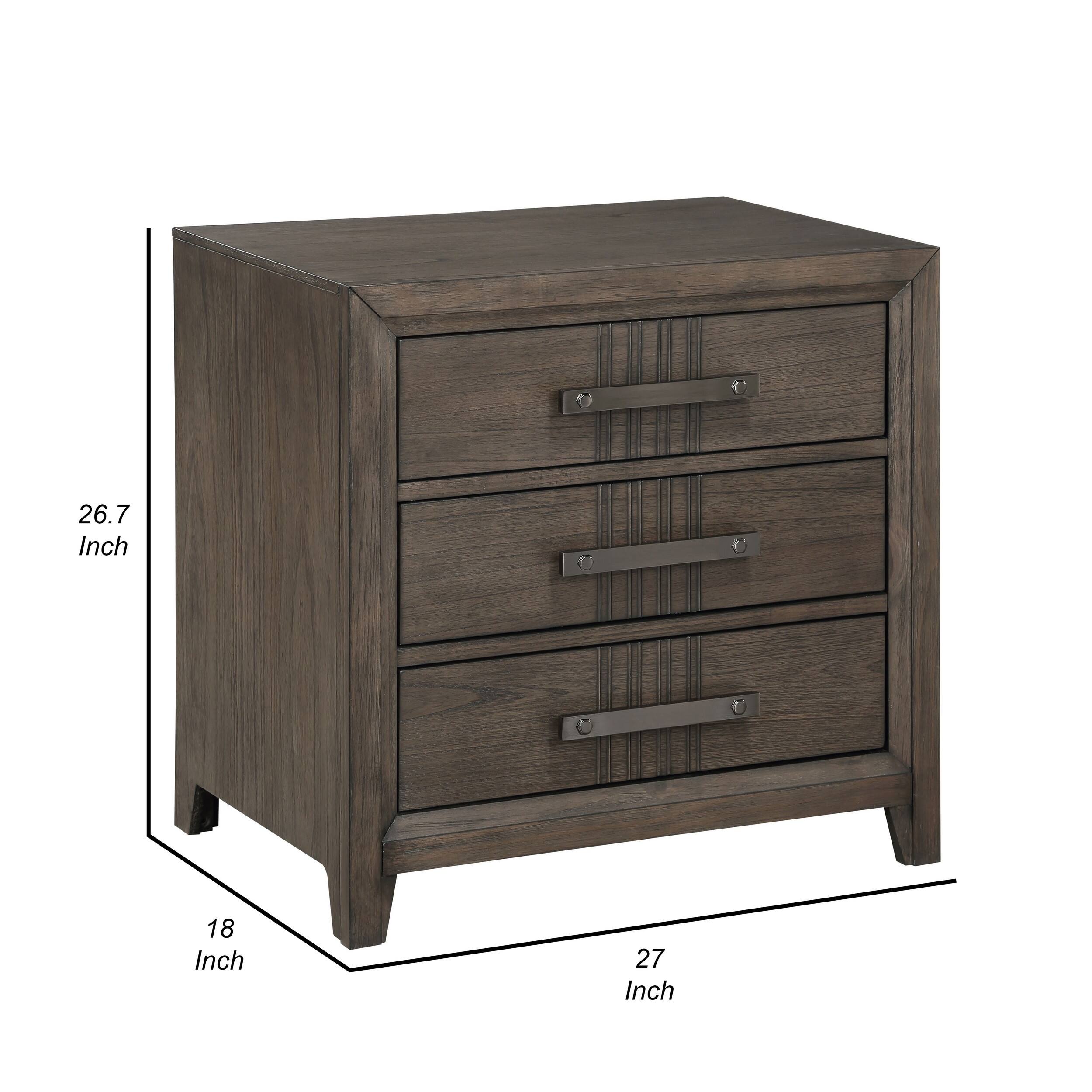 Manhattan Lane 27 Inch Rustic Nightstand, 2 Drawers, Metal Handles ...