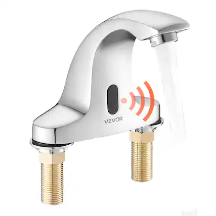 Front. VEVOR - Touchless Bathroom Sink Faucet, Automatic Motion Sensor Restroom Toilet Faucet Cold Water with Hole Cover Plate - Silver.