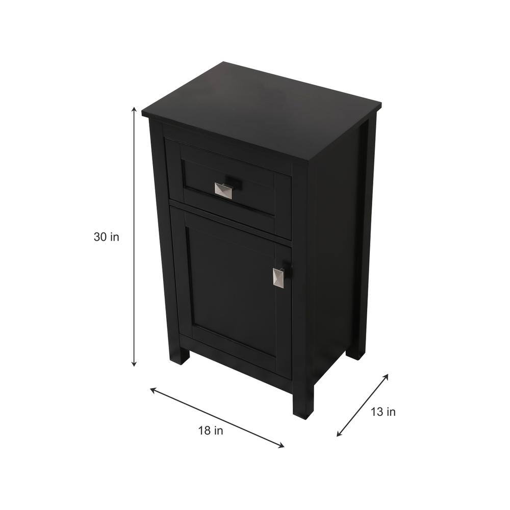 Alt View 1. Elegant Kitchen and Bath - 18 Inch Wide Bathroom Storage Freedstanding Cabinet In Black - Black.