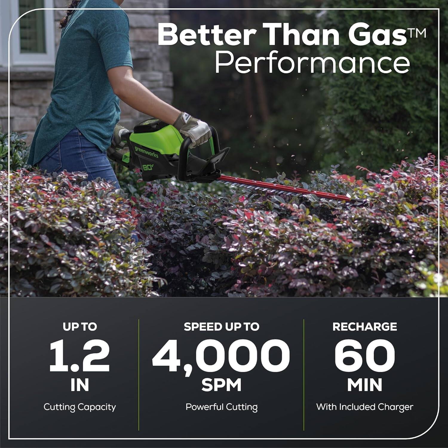 Better Than Gas™ Performance

- UP TO 1.2 IN Cutting Capacity
- SPEED UP TO 4,000 SPM Powerful Cutting
- RECHARGE 60 MIN With Included Charger