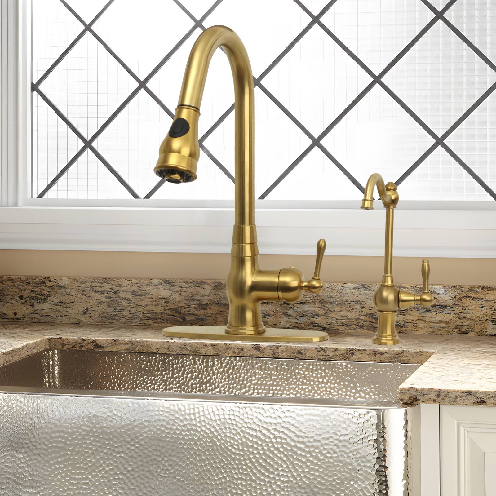 Alt View 5. Akicon - Akicon One-Handle Solid Brass Kitchen Drinking Water Filter Faucet in Brushed Gold - Brushed Gold.