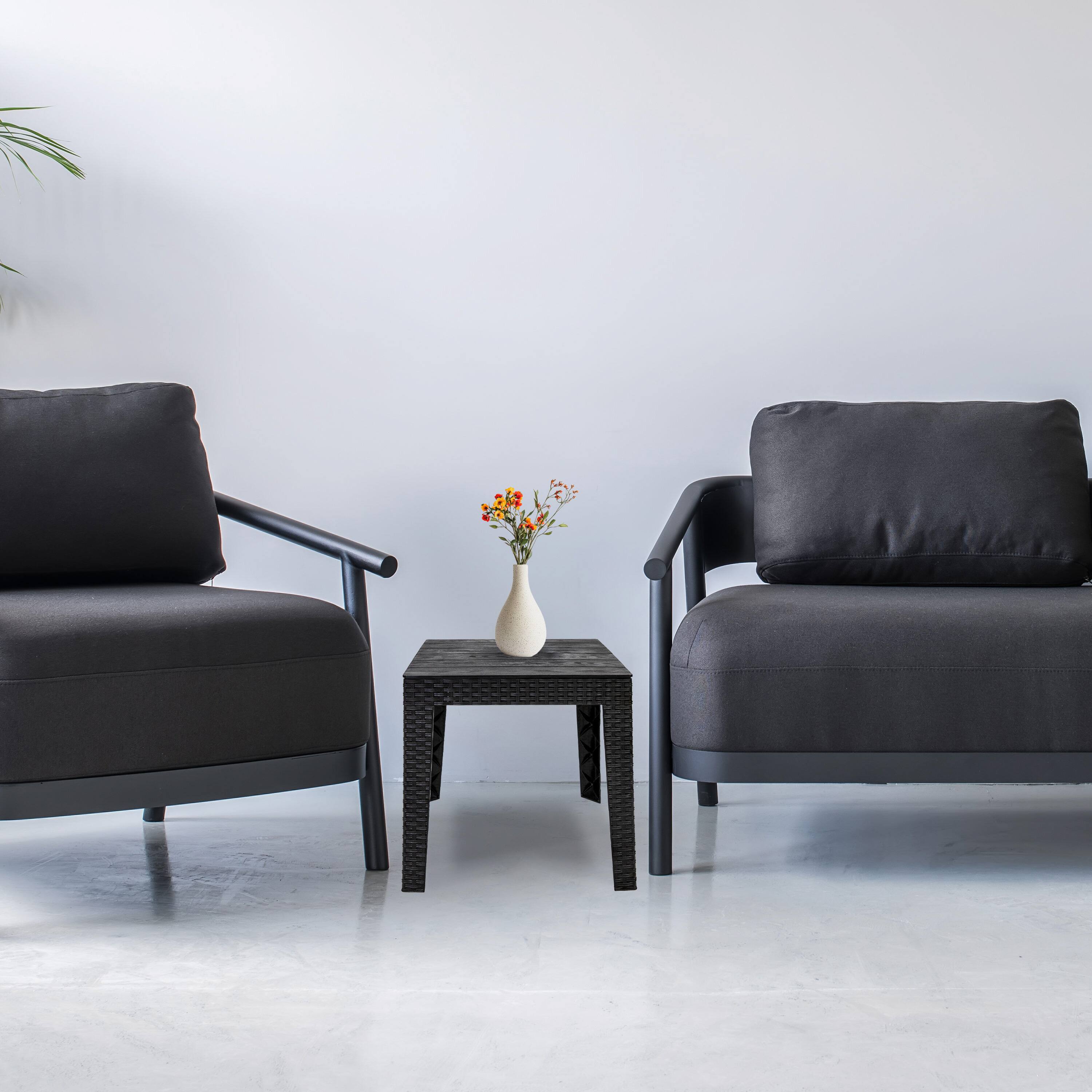 Alt View 9. Sunnydaze - 16.5" Square Weather-Resistant Outdoor End Table - Black.