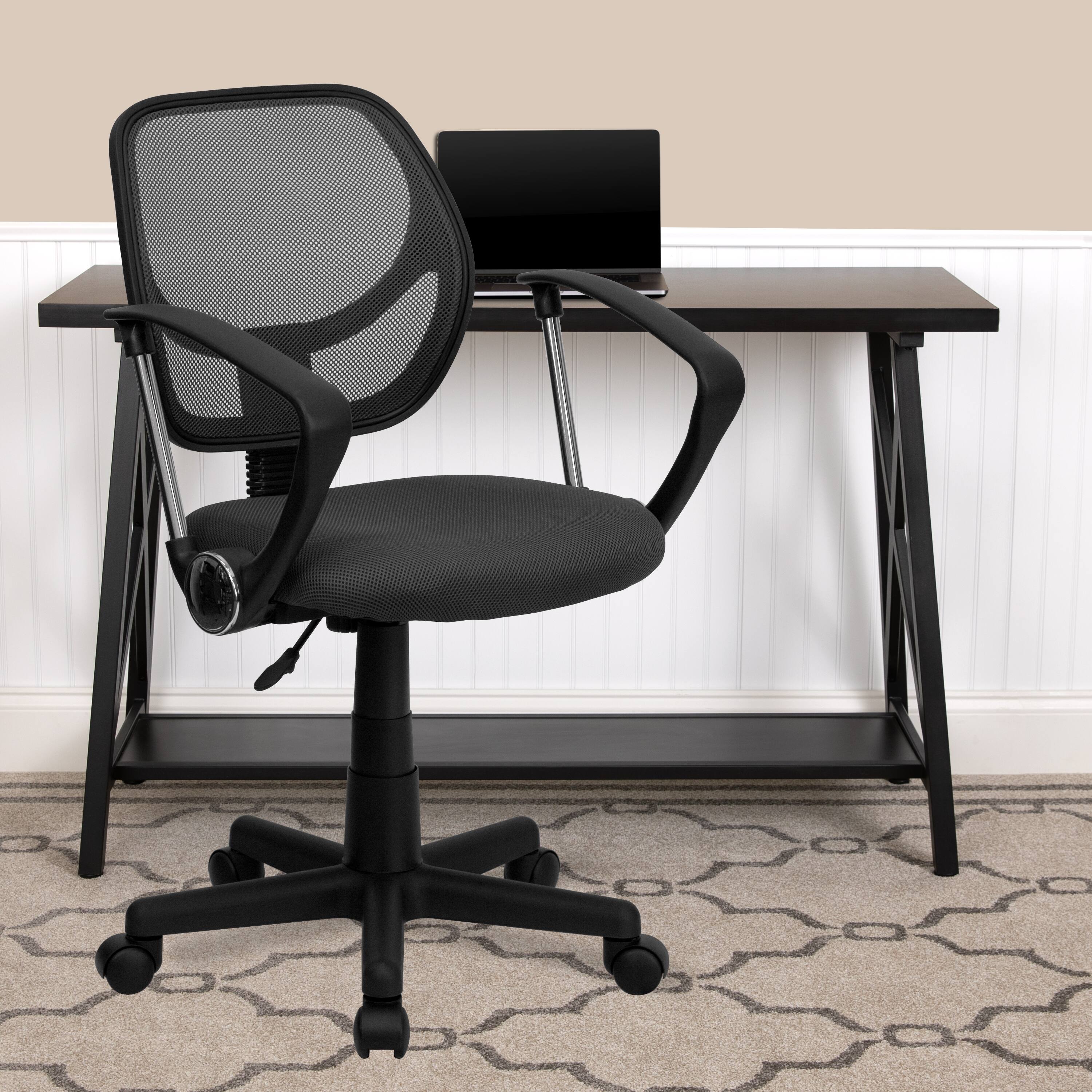 Alt View 1. Emma + Oliver - Mid-Back Mesh Swivel Task Office Chair with Curved Square Back and Arms - Gray.