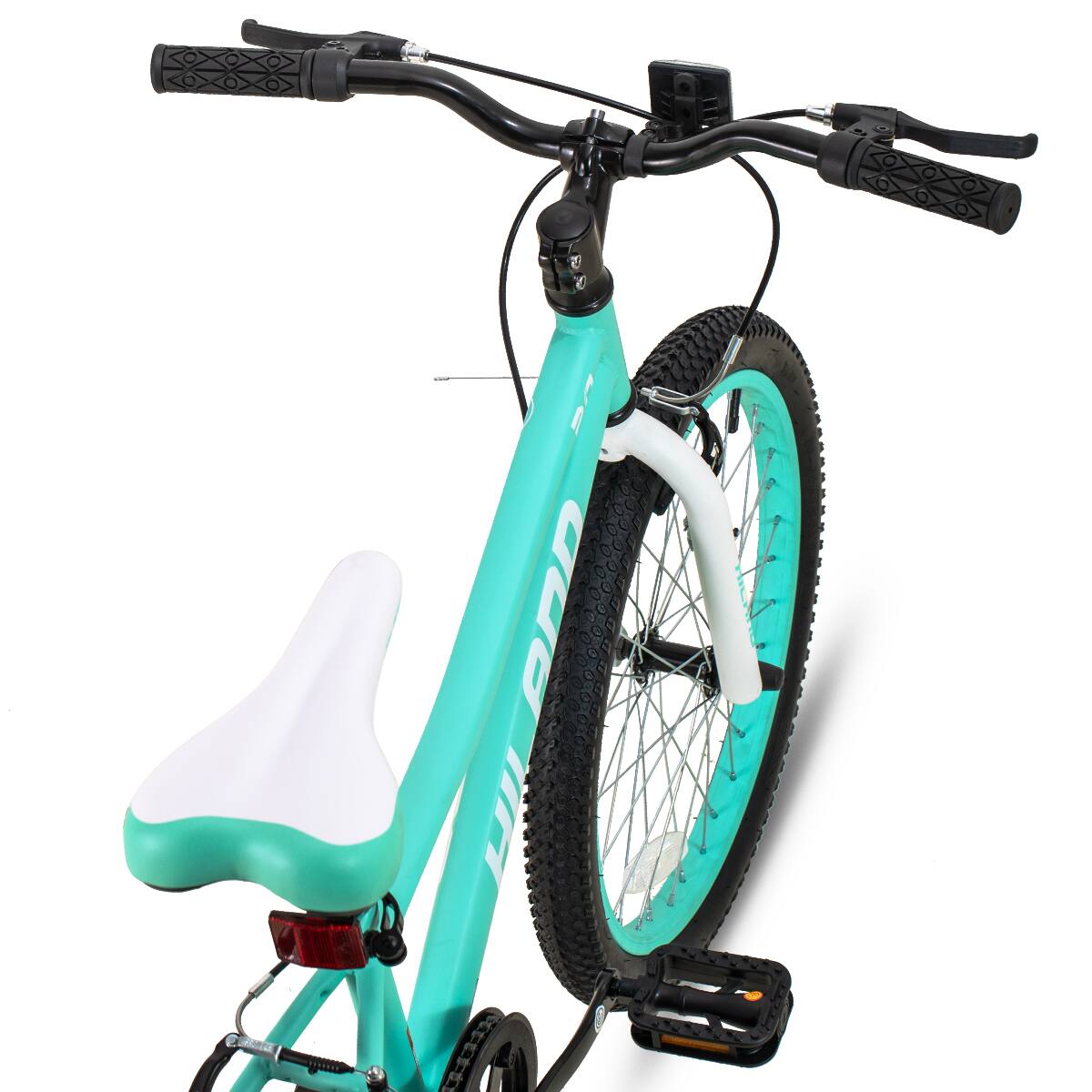 Alt View 4. HILAND - HILAND 20 Inch Kids Mountain Bike for Boys and Girls, Single Speed with Dual Handbrakes, Kickstand, Green - Green.