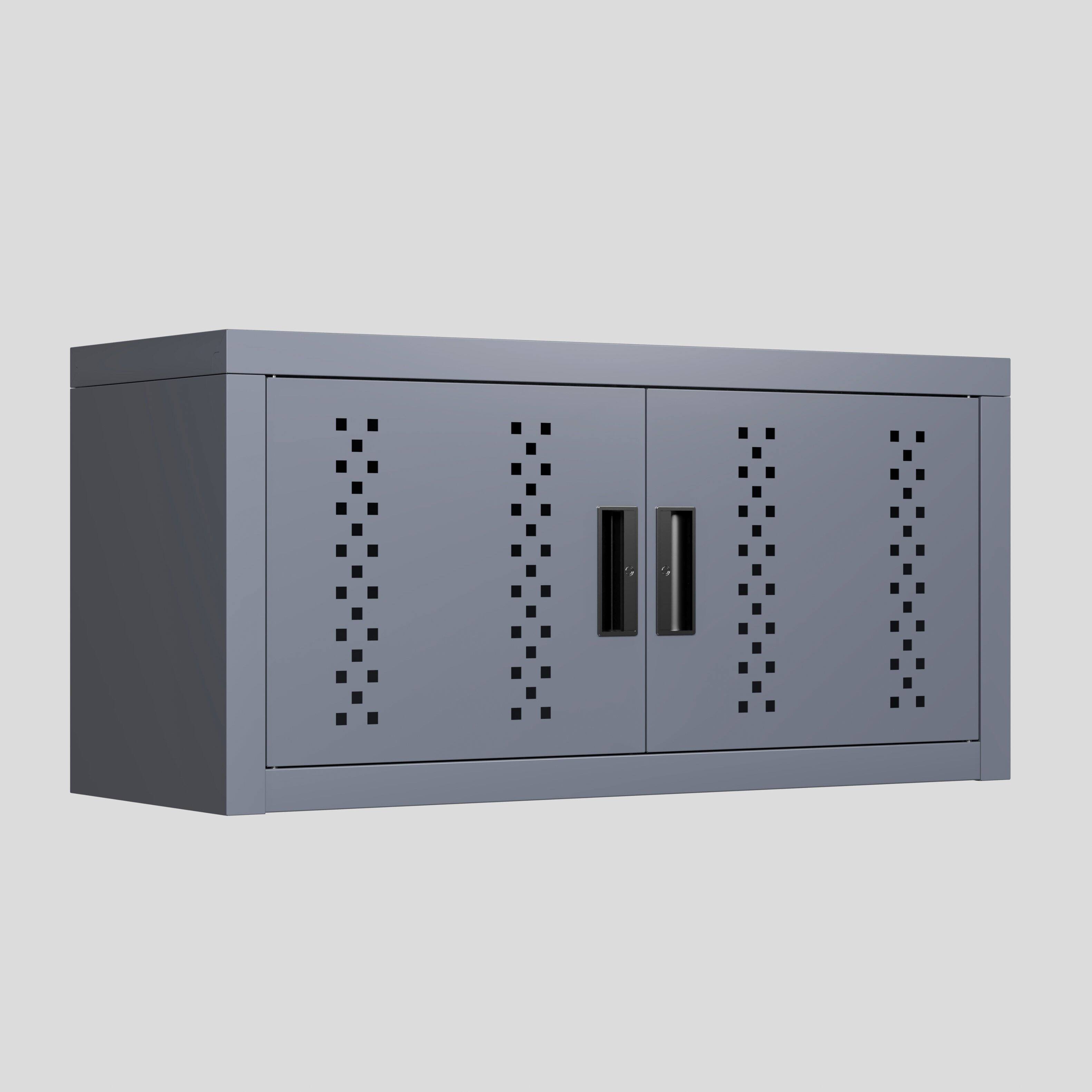 ELEMENT ACE - Metal Garage Cabinet with Door - Wall Mounted Storage, Floating Tool Cabinet for Basements, Kitchens, Warehouses - Gray