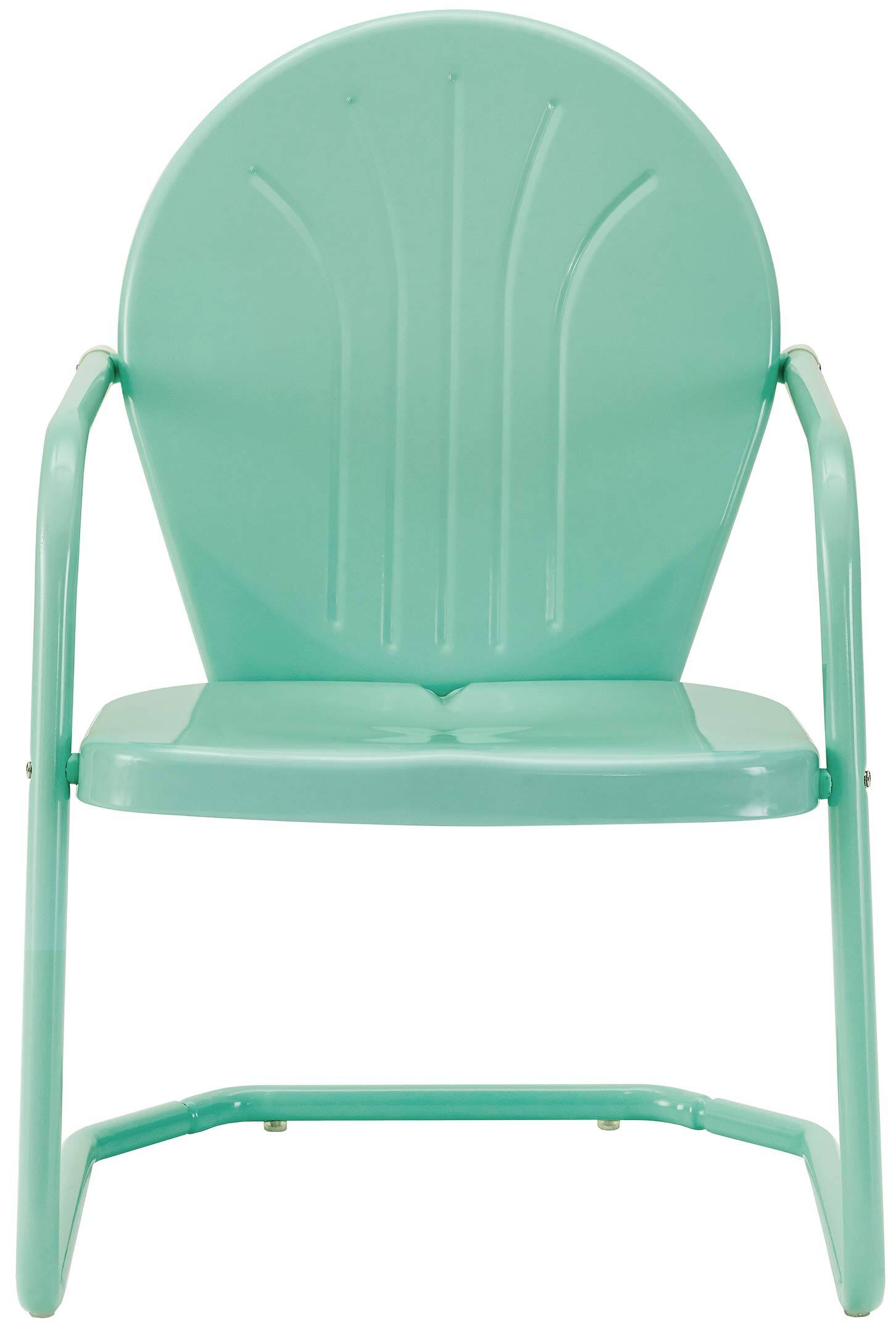 Angle. Crosley Furniture - Griffith Retro Outdoor Chair - Aqua Gloss.