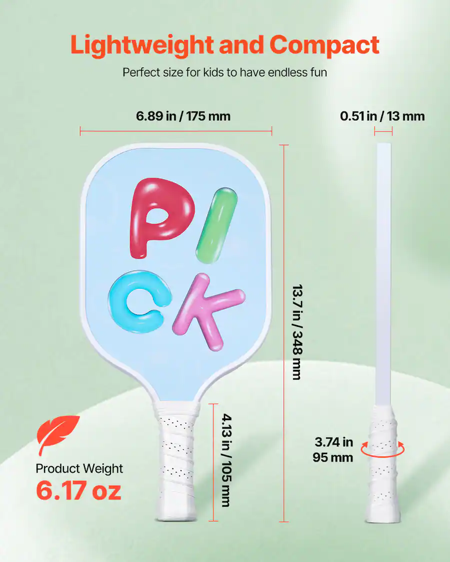 Cutte Pattern VEVOR Kids Pickleball Paddle, Lightweight Youth Pickleball Paddle with ...