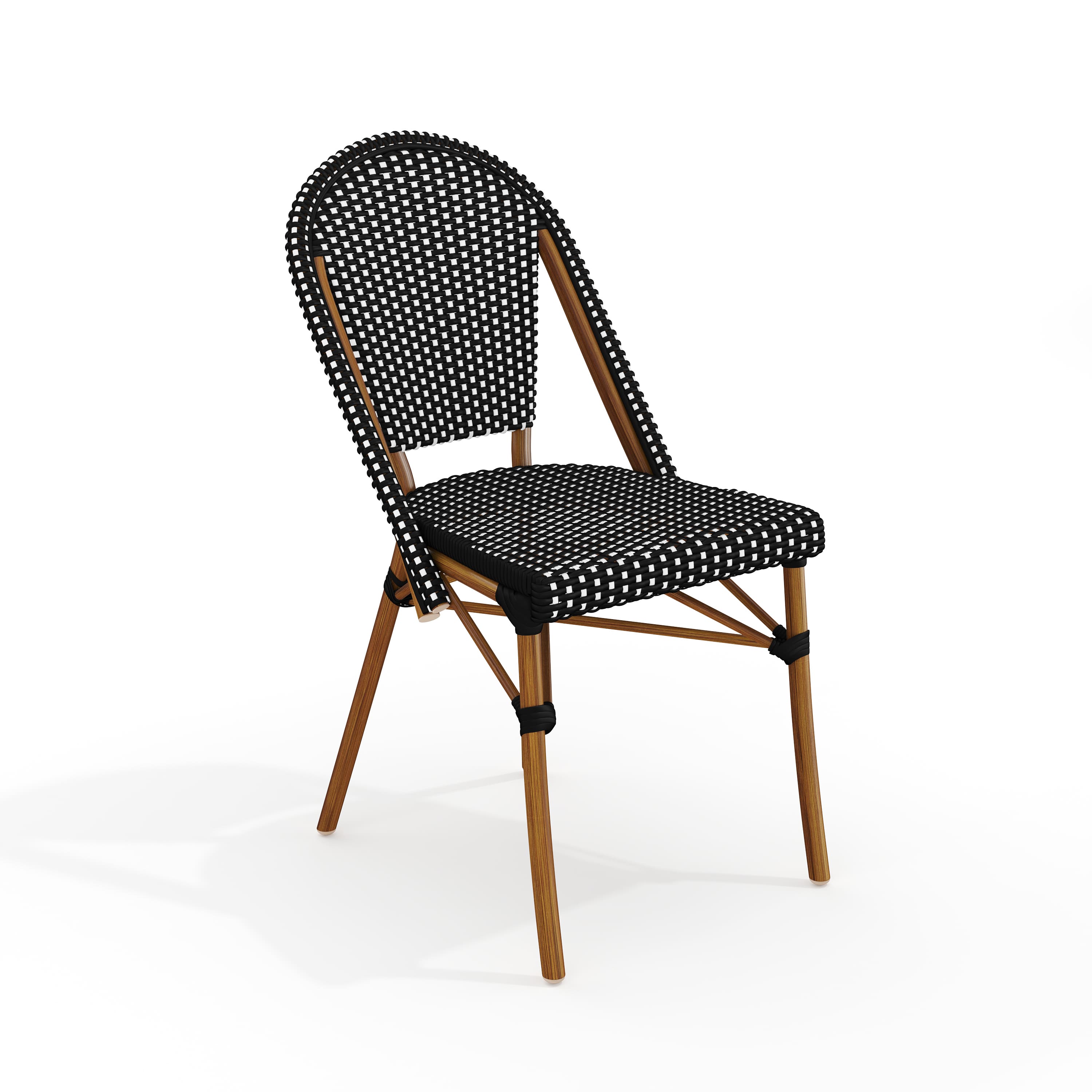 Martha Stewart - Lily Pond All-Weather Stackable Patio Bistro Dining Chair - Black & White/Natural Frame