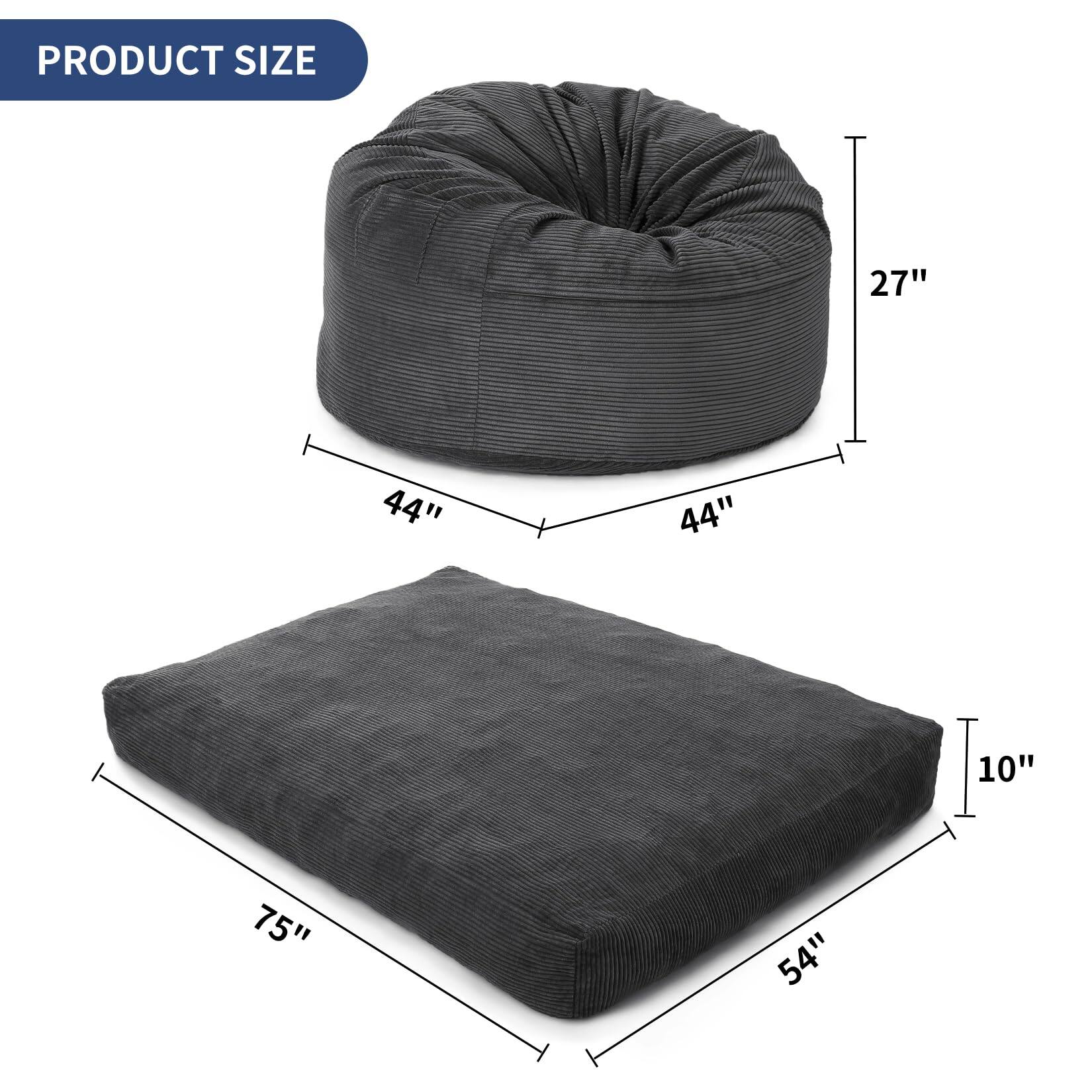 PRODUCT SIZE

- 27" (height of the round cushion)
- 44" (diameter of the round cushion)
- 75" (length of the rectangular cushion)
- 54" (width of the rectangular cushion)
- 10" (height of the rectangular cushion)