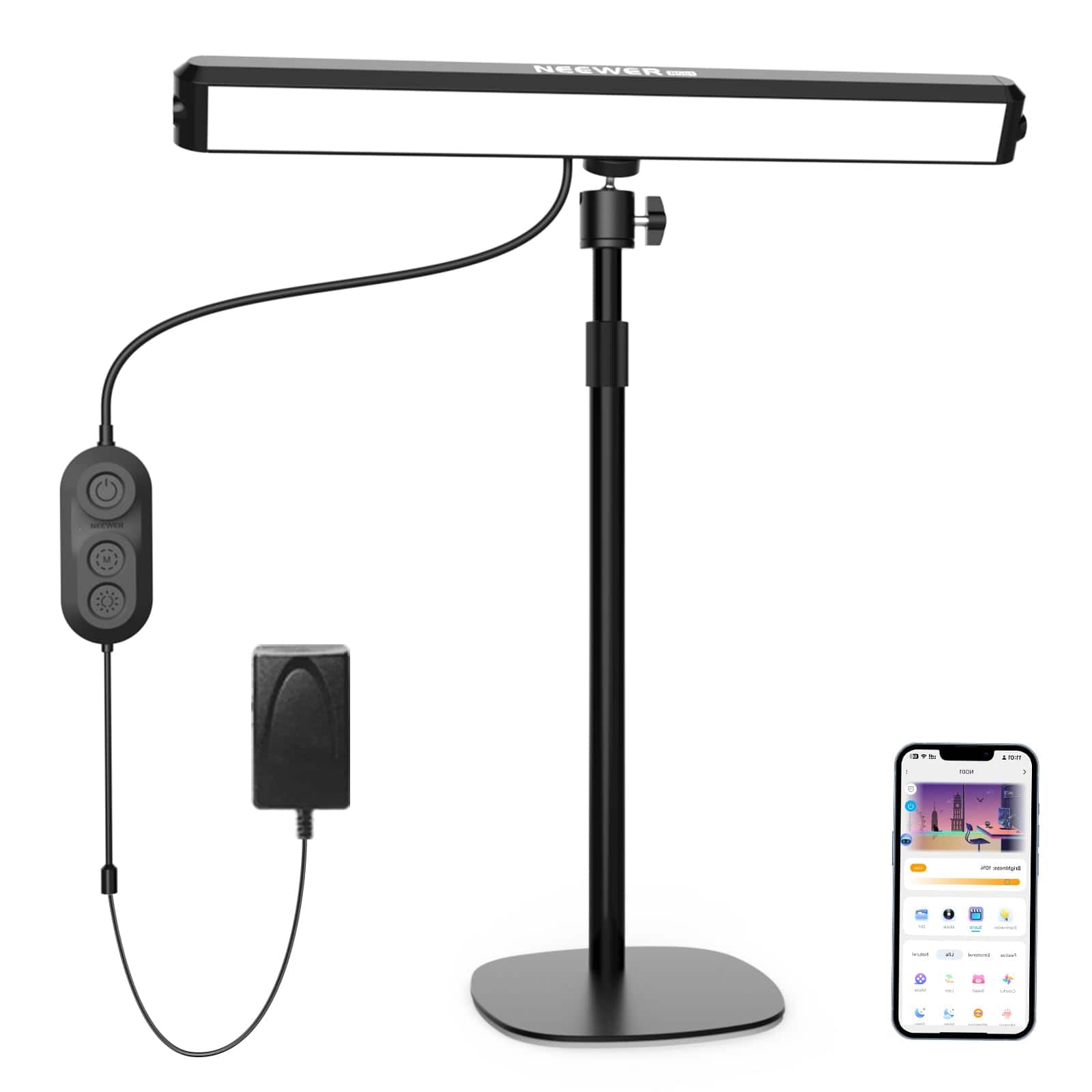 Neewer - Dual-Sided RGB LED Streaming Key Light, Smart App/Voice Control, CRI97+ - Black