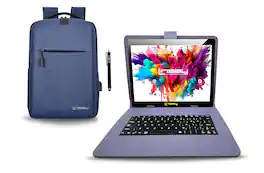 LINSAY - 10.1" Octa Core 128GB Storage Android 15 with Designer Cloth Keyboard Case and Stylish Backpack and Pen Stylus - Blue