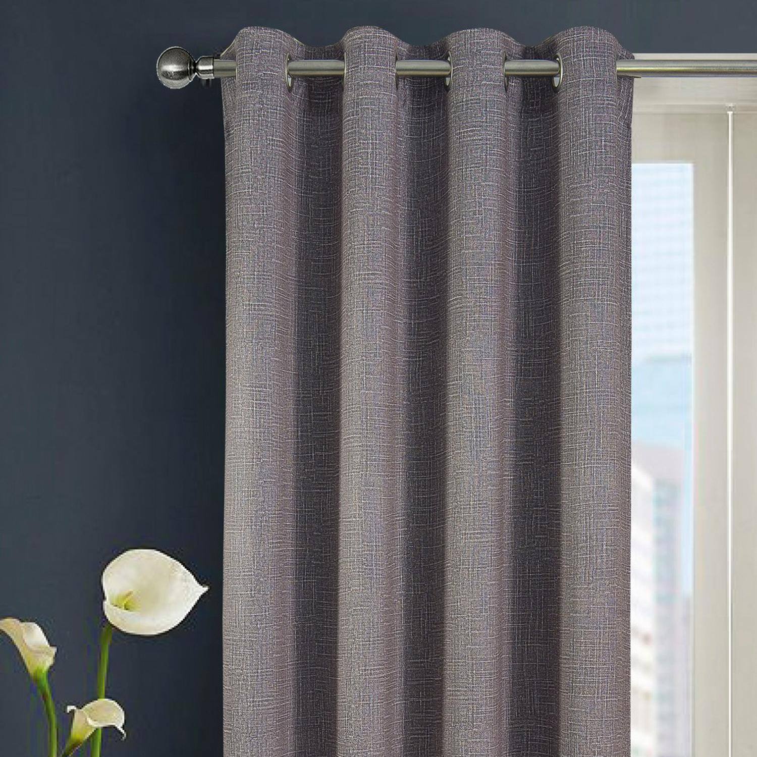 Angle. RT Designers Collection - RT Designers Sofia Printed Blackout Grommet Panel - 52x84" Charcoal - Charcoal.