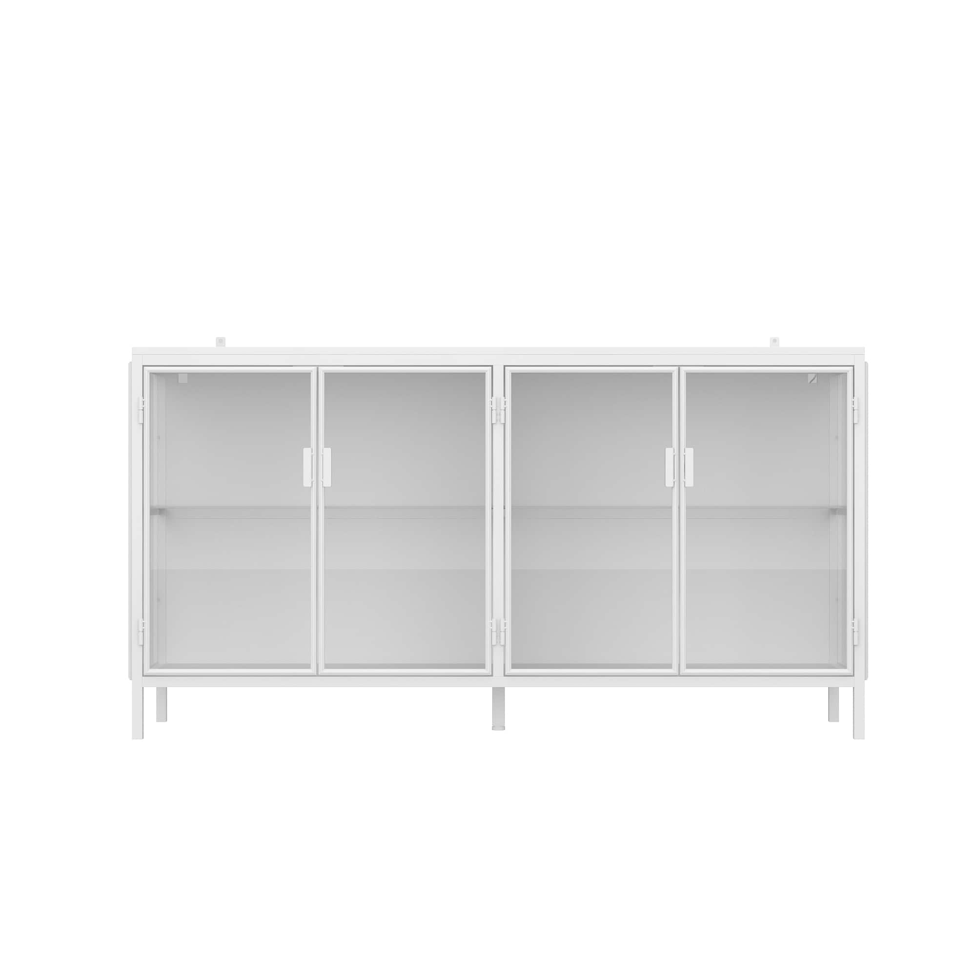Front. Famapy - Famapy Modern Glass Door Display Cabinet with LED Lighting Metal Frame Tempered GlassStorage Shelves for Living Room - White.