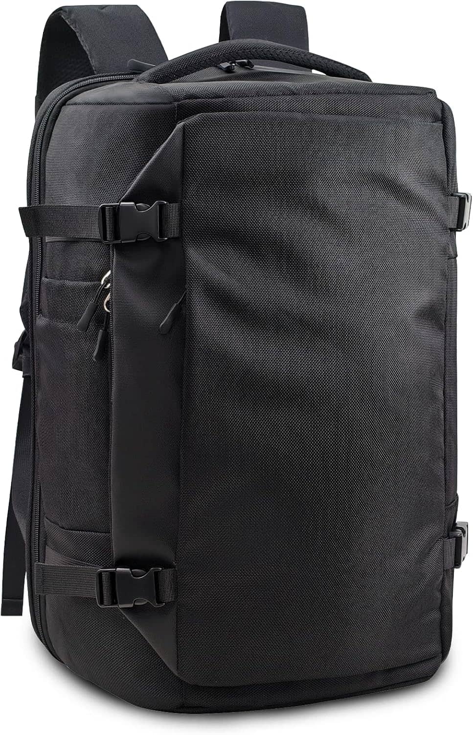 Wikistore - Backpack Travel Daypack Carry on Luggage Bag Fit 17.3 Laptop Flight Approved Water-resistant Lightweight - Black