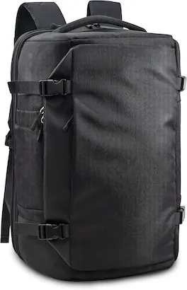 Wikistore - Backpack Travel Daypack Carry on Luggage Bag Fit 17.3 Laptop Flight Approved Water-resistant Lightweight - Black