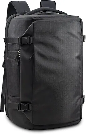 Front. Wikistore - WIKISTORE Backpack Travel Daypack Carry on Luggage Bag Fit 17.3 Laptop Flight Approved Water-resistant Lightweight - Black.