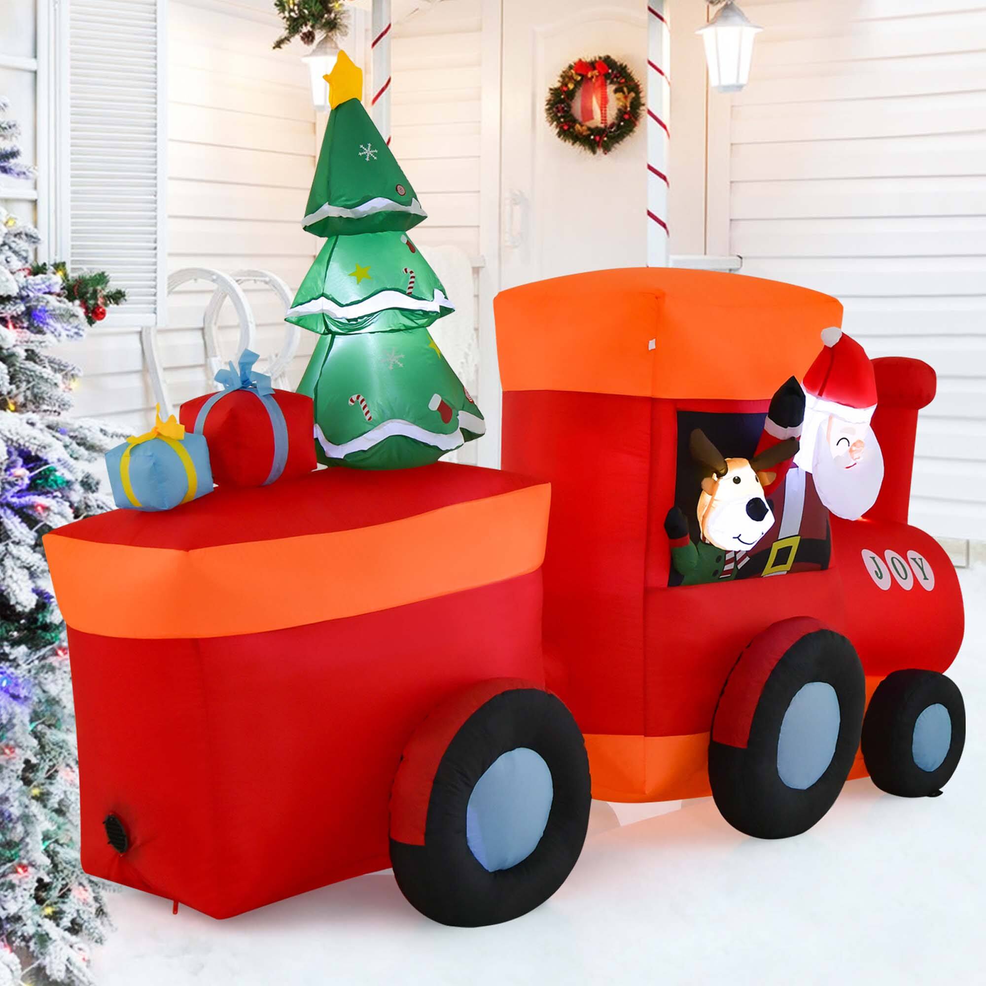 Alt View 13. Costway - 8 FT Christmas Inflatable Santa Train Decoration with Santa Claus Deer & Gift Box - Multicolor.