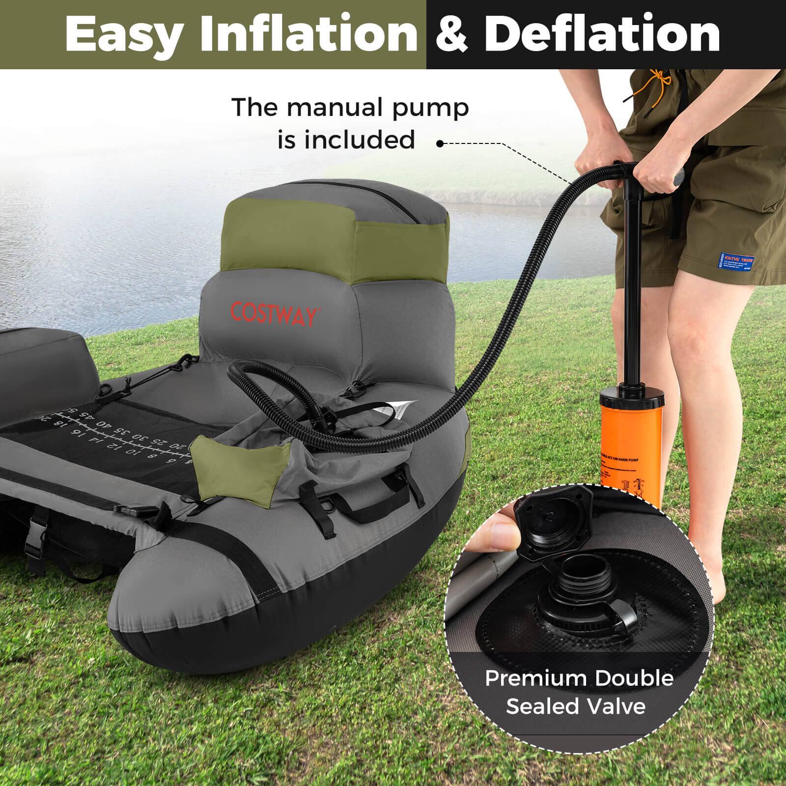 Easy Inflation & Deflation

The manual pump is included

Premium Double Sealed Valve