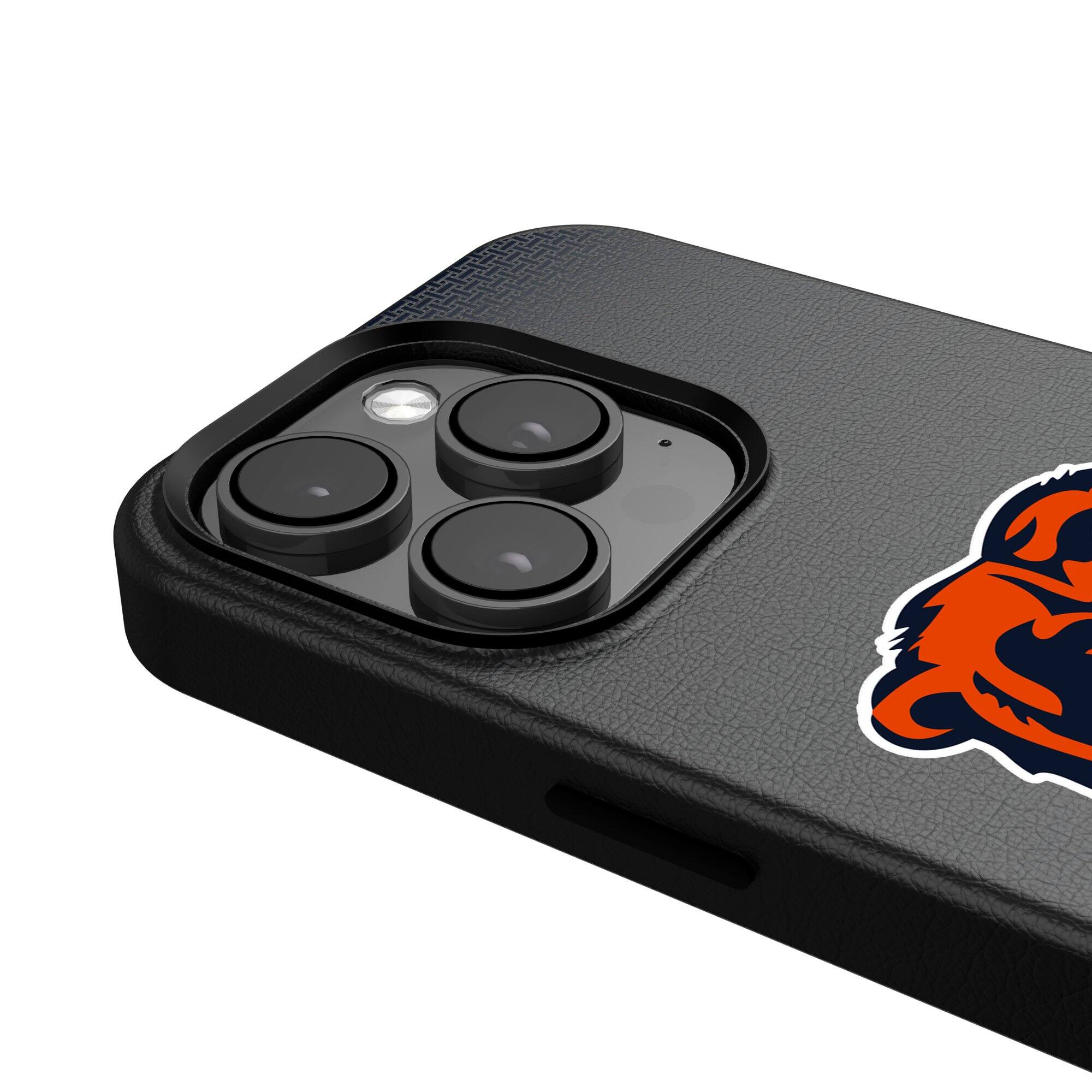 Alt View 3. Keyscaper - Chicago Bears Linen Logo iPhone Magnetic Bump Case - 16 Pro - Black.