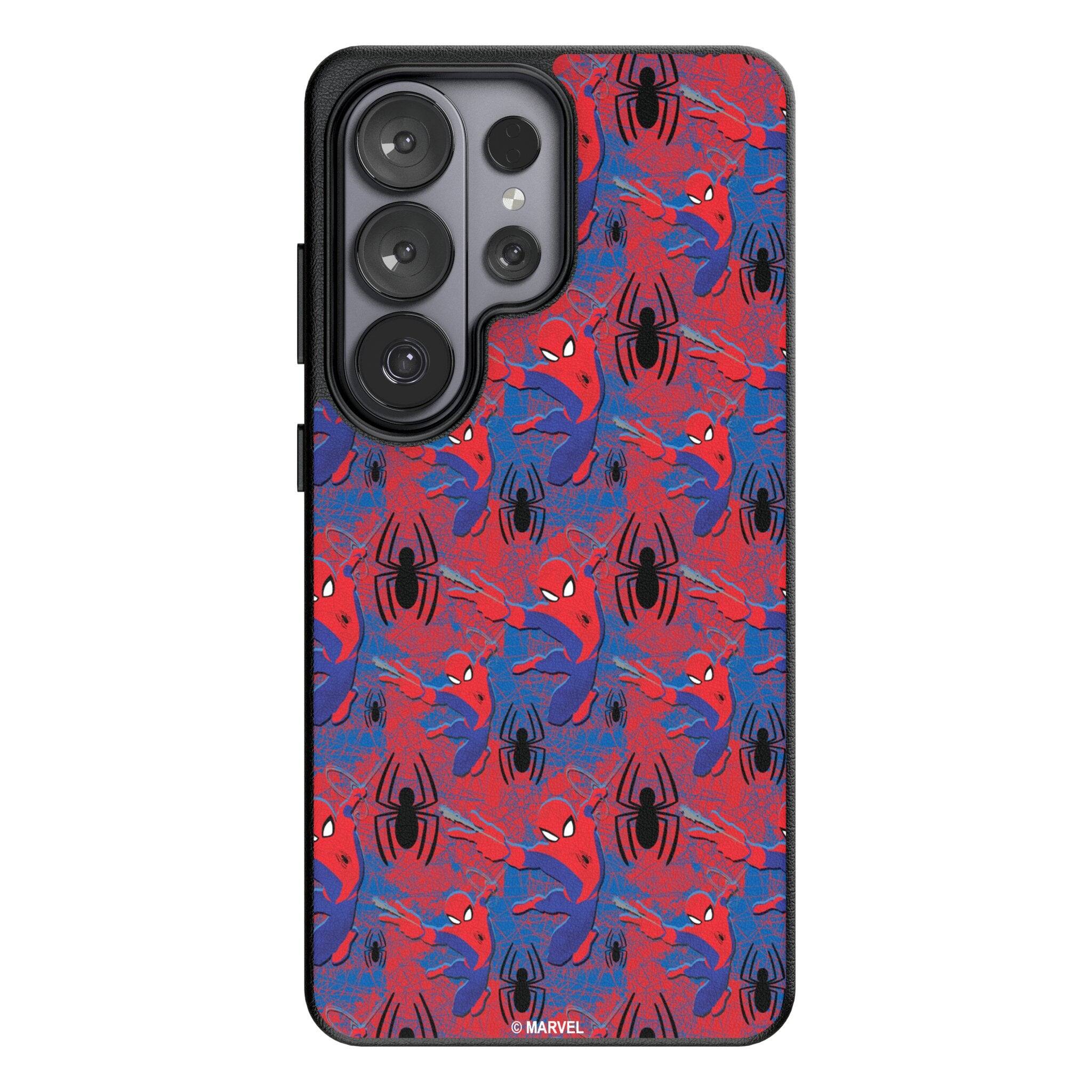 Front. Keyscaper - Marvel Pattern MagSafe Compatible Phone Case - Samsung Galaxy S26 Ultra - Spider-Man.