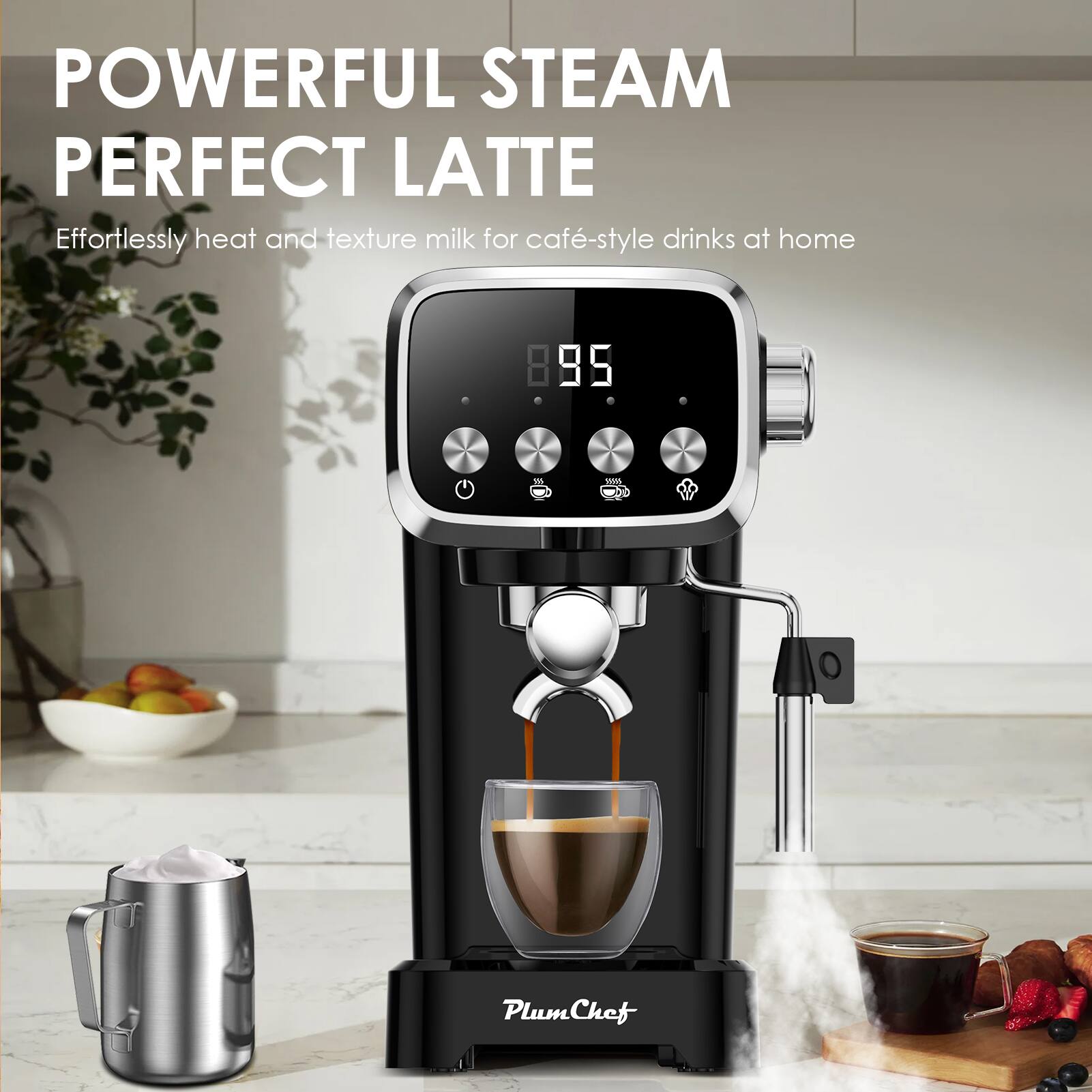 Forest'nSky Slim 20BAR Vertical Espresso Machine with Milk Frother