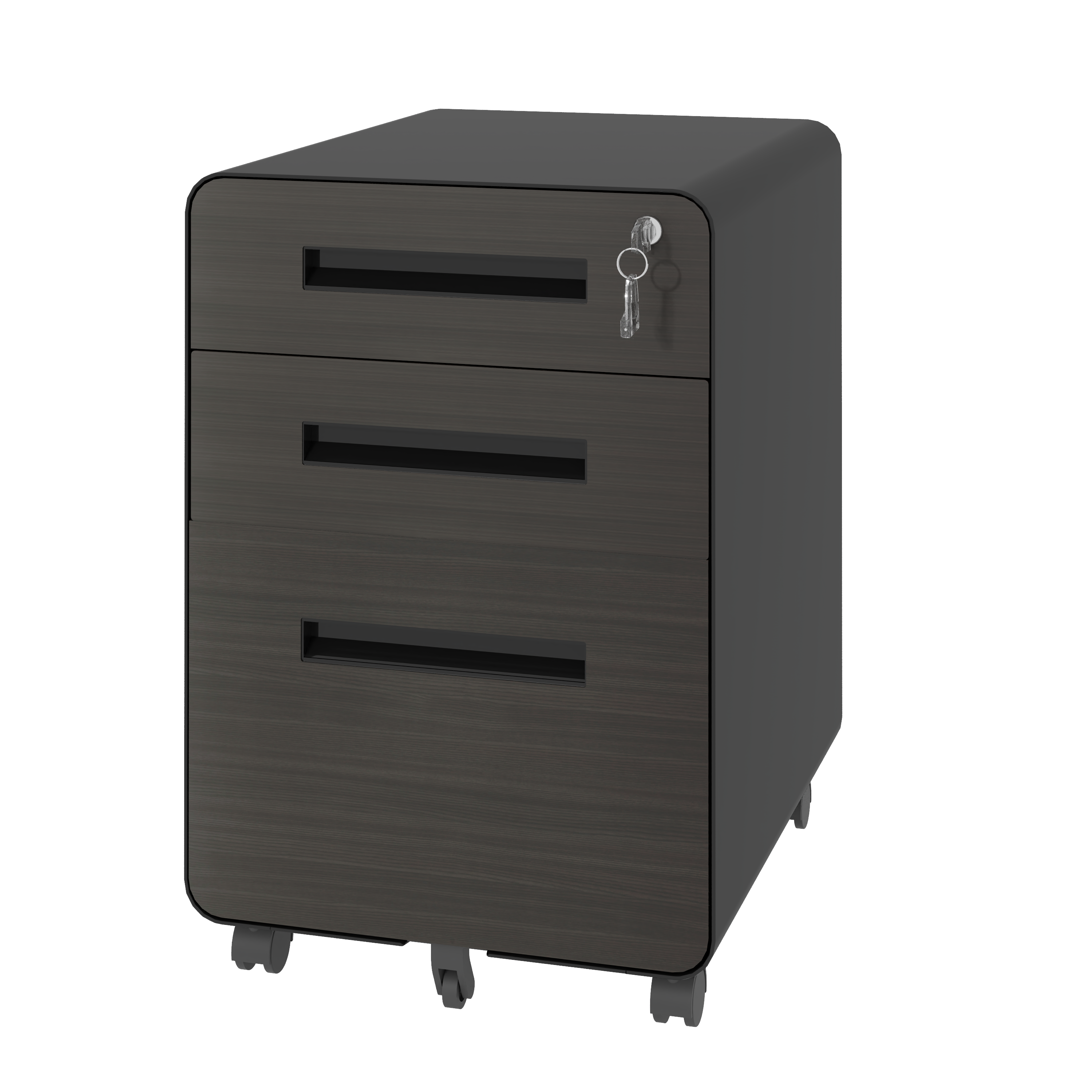 Dexmalle - Dexmalle-3-Drawer Mobile File Cabinet with Lock-Black