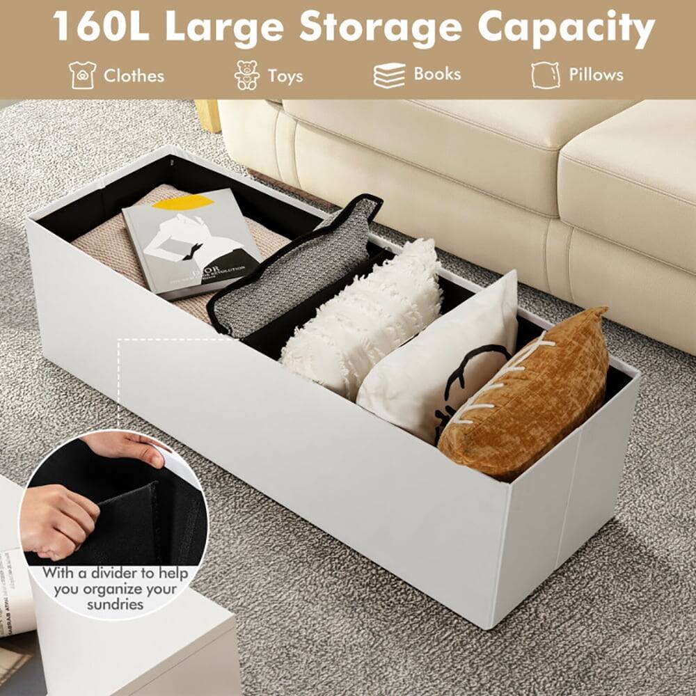 160L Large Storage Capacity

Clothes | Toys | Books | Pillows

With a divider to help you organize your sundries