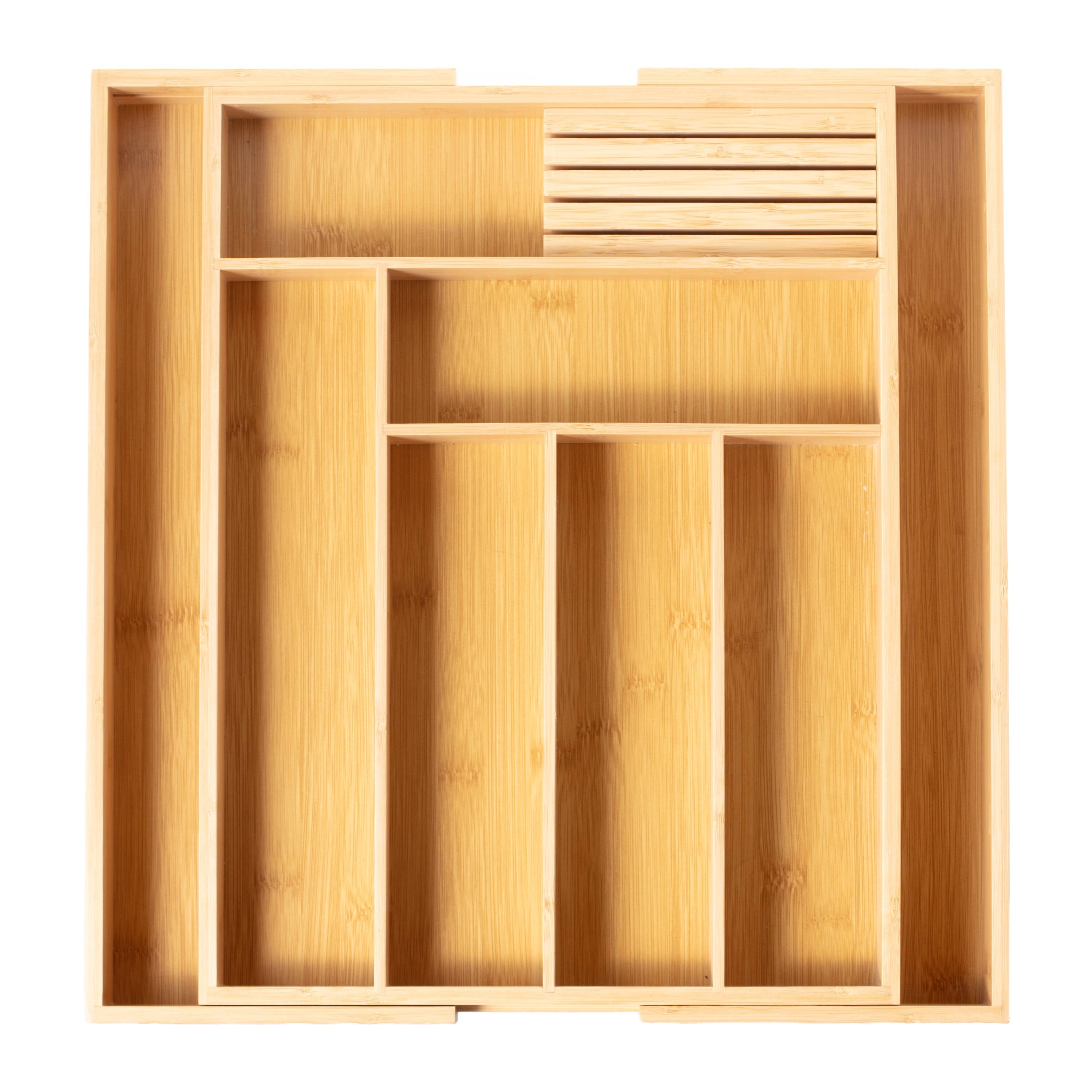 Alt View 2. Luminuxe - Expandable Bamboo Utensil Drawer Organizer, Wooden Utensil Tray, Nonslip, Cutlery Divider.