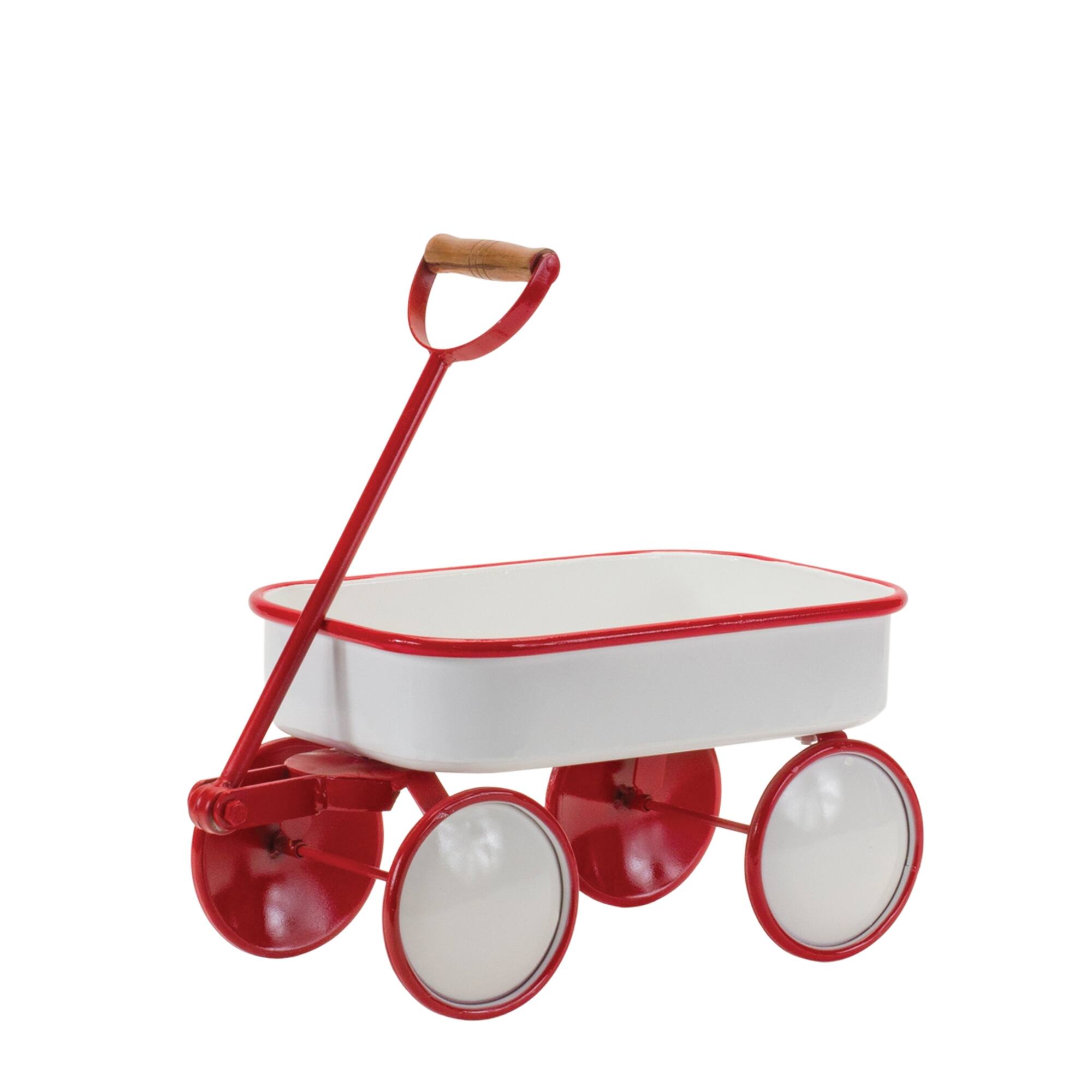 Left. BreeBe - Metal Wagon Decor (Set of 2) - Red, White.