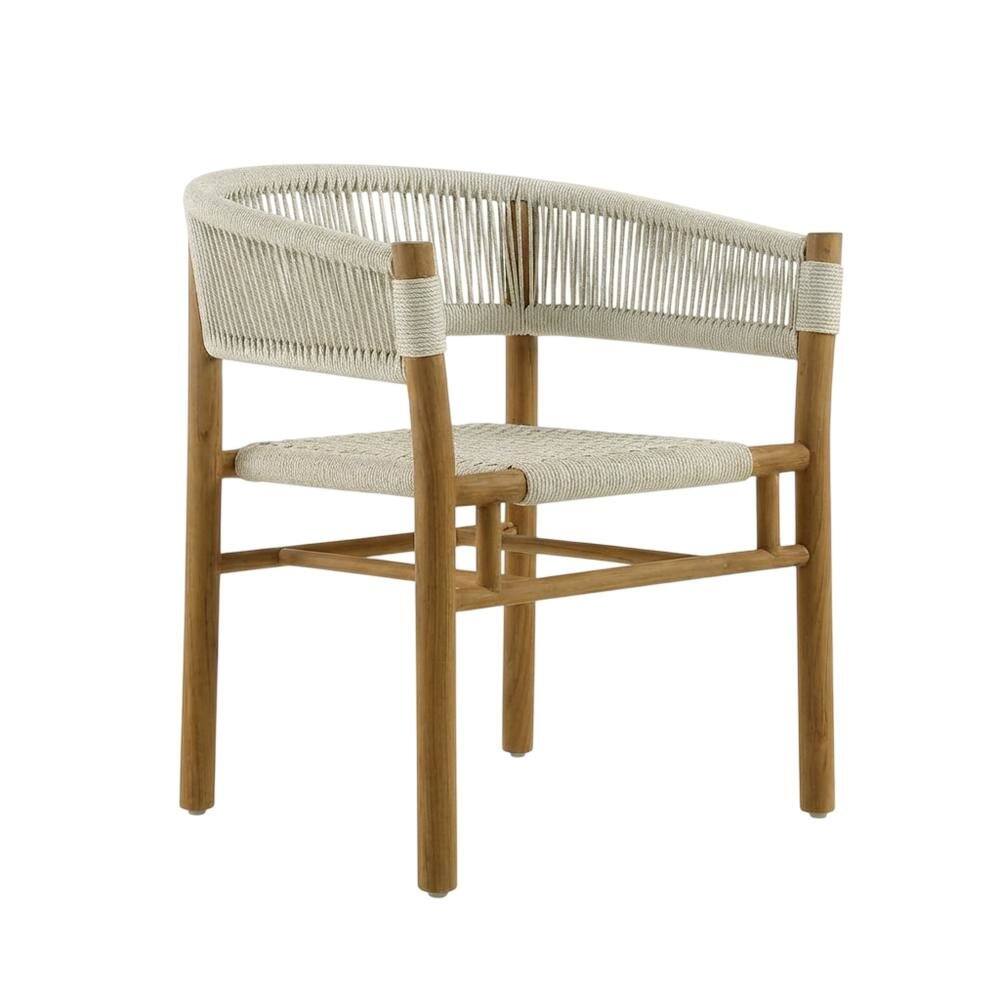 Front. Outdoor Escape - Outdoor Patio Teak, Curved-Back Dining Armchairs Set Of 2, Armrests, Stackable - Brown.