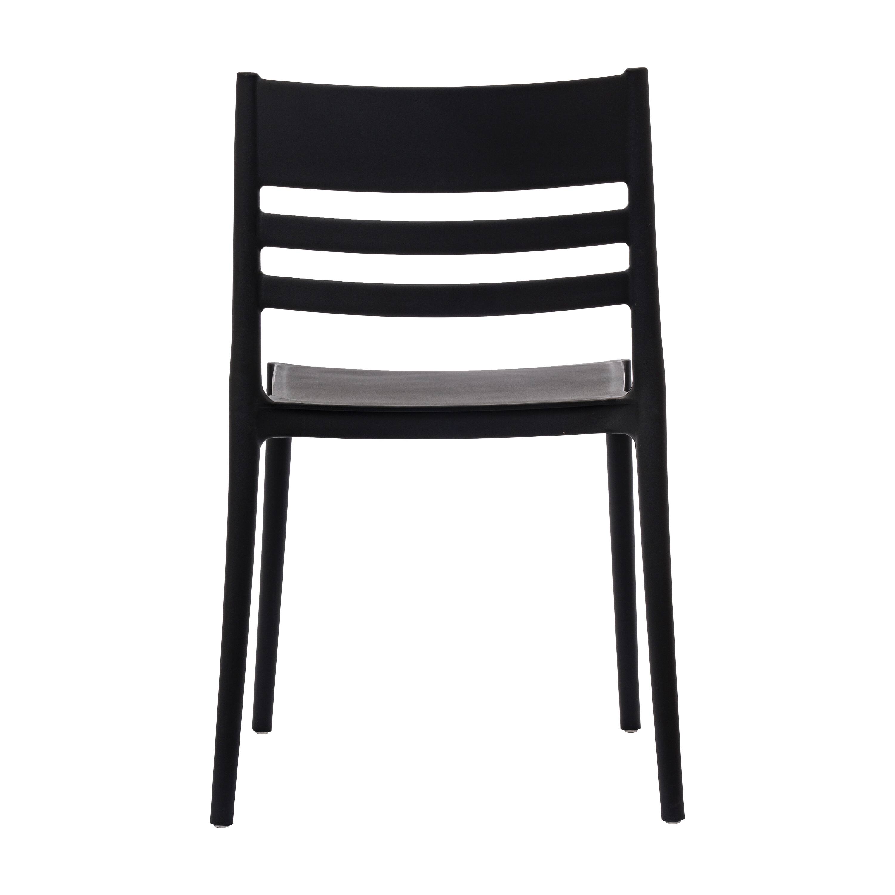 Back. Flash Furniture - Bridgeport Indoor-Outdoor Stacking Patio Chair with Slatted Backrest, Commercial All-Weather Resin Chair in Black - Black.