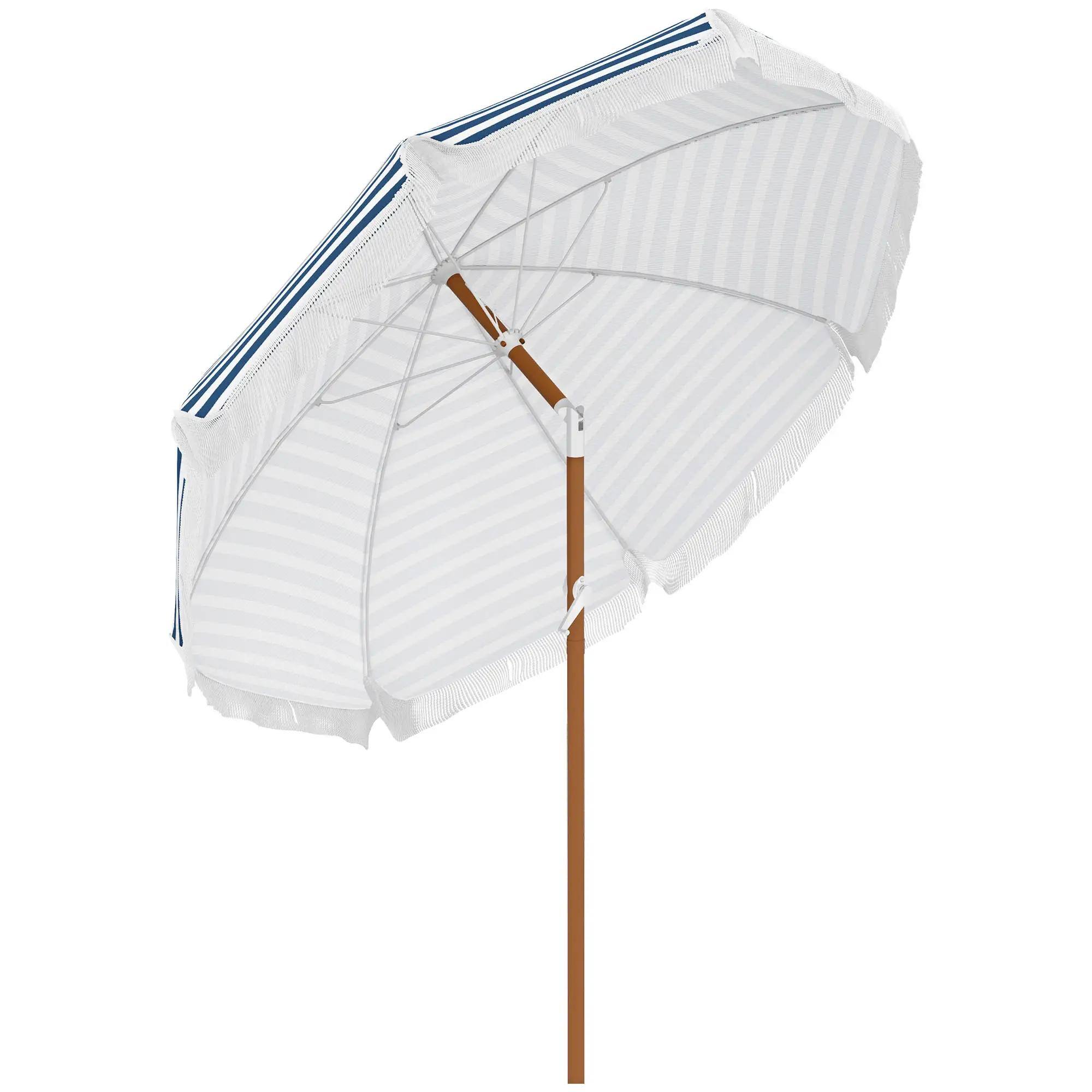 Alt View 7. Spaco - Spaco 7x7 FT Outdoor Umbrella with Tilt, Vent, Fringed Ruffles for Patio - Blue.