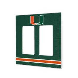 Keyscaper - Miami Hurricanes Stripe Design Double Rocker Light Switch Plate - Multicolor