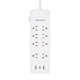 RadioShack - 8 Outlet Power Strip + 2 USB ports + 1 USB-C ports with 2450J protection 6100856