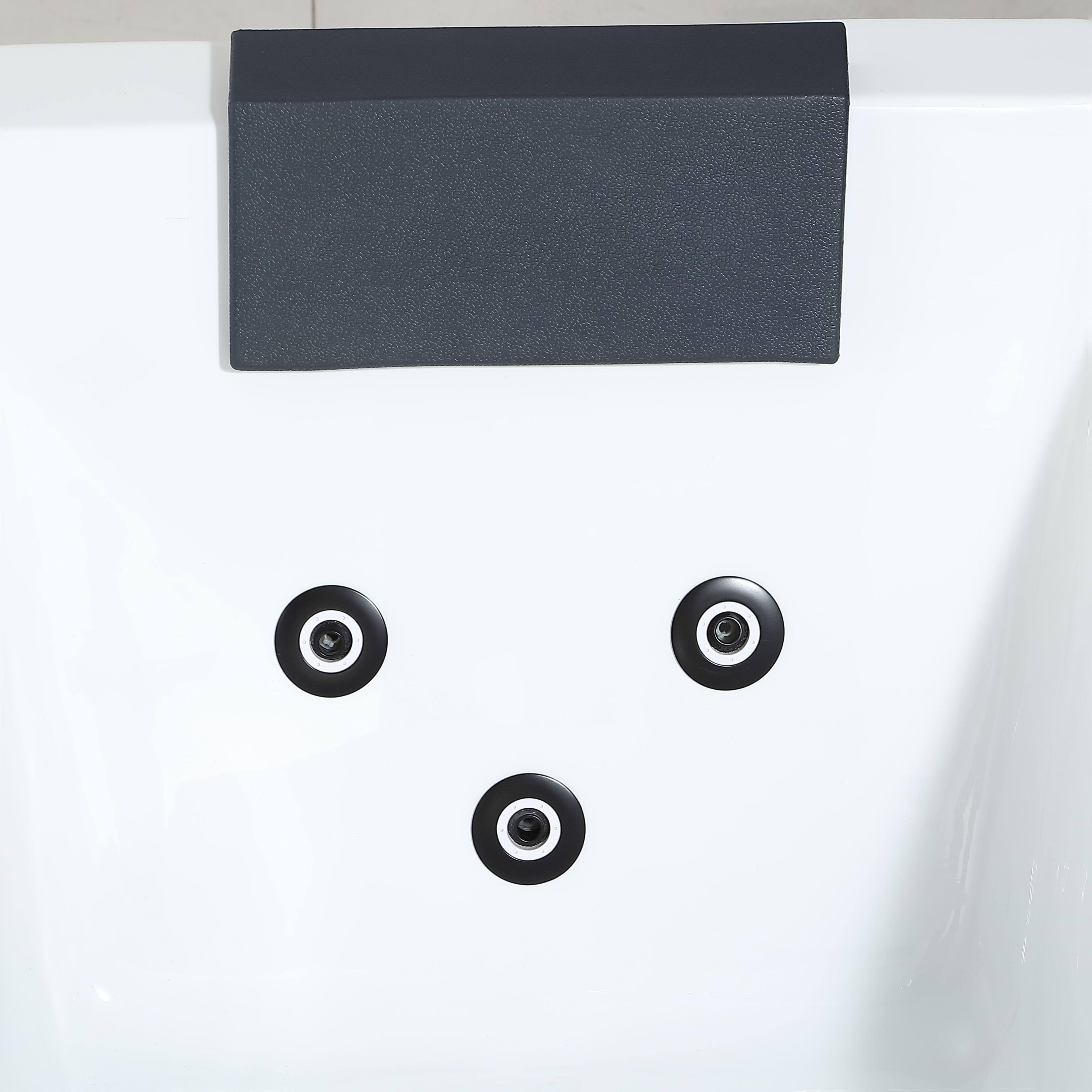 Alt View 5. Empava - 71 in. x 29 in. Alcove Whirlpool Air Combination Bathtub Rectangular Bath with Left Drain-Black Tub filler in White - White.