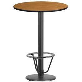 Emma + Oliver - 30" Round Laminate Bar Table with 18" Round Foot Ring Base - Natural