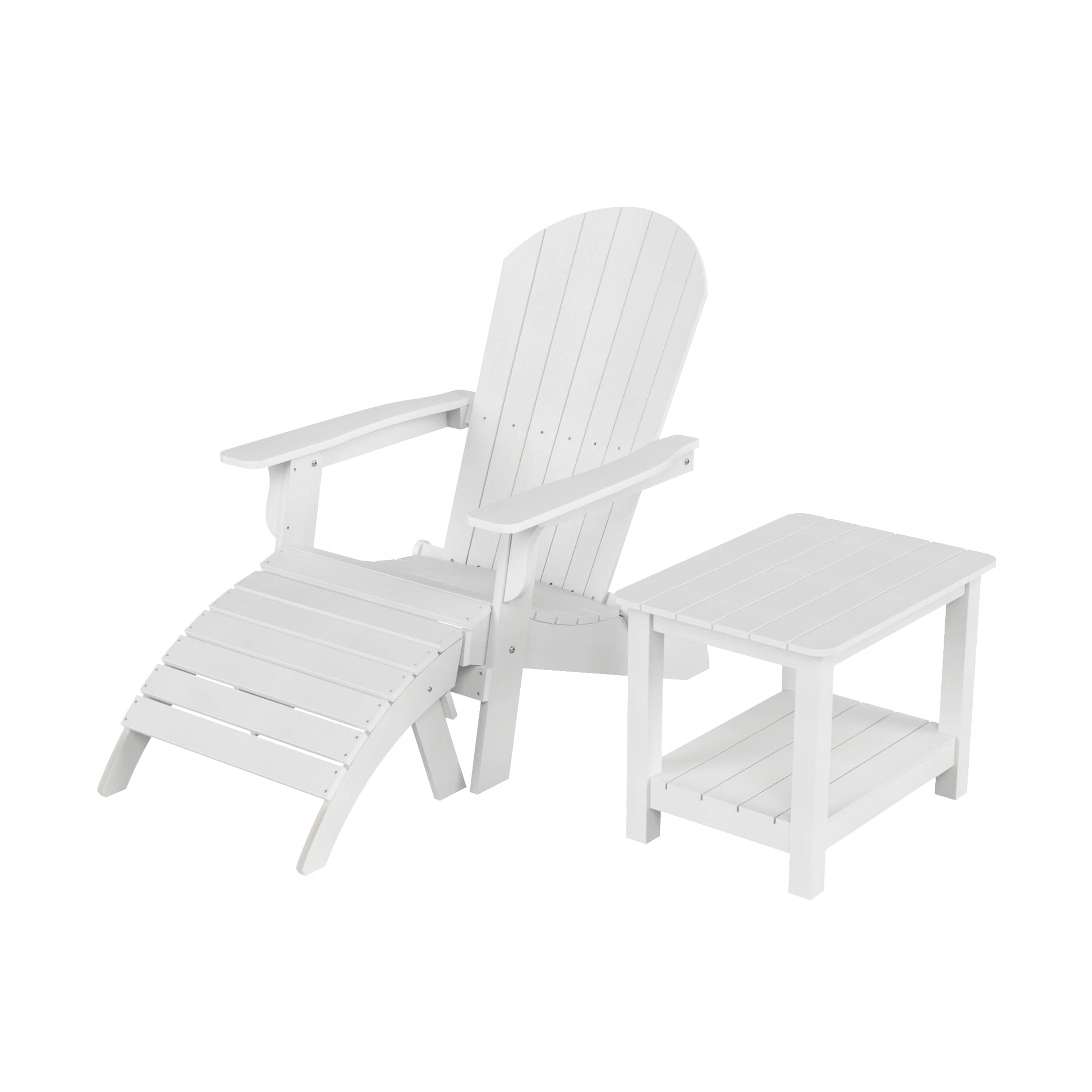 WestinTrends - Tuscany 3-Piece HIPS Outdoor Folding Adirondack Seashell Chair With Folding Ottoman And Side Table - White price history on PriceWatchPro