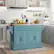 Alt View 1. Homcom - Rolling Kitchen Island Cart, Portable Table with Stainless Steel Top, Adjustable Shelves, Knife and Towel Rack - Light Blue.