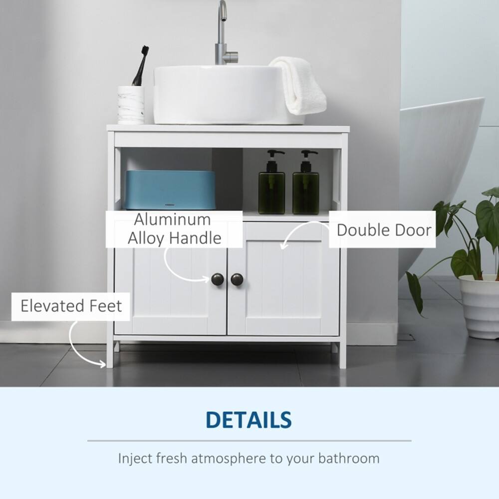 Left. SlickBlue - Under-Sink Storage Cabinet Bathroom Vanity Cabinet with Shelves & Double Doors - White.