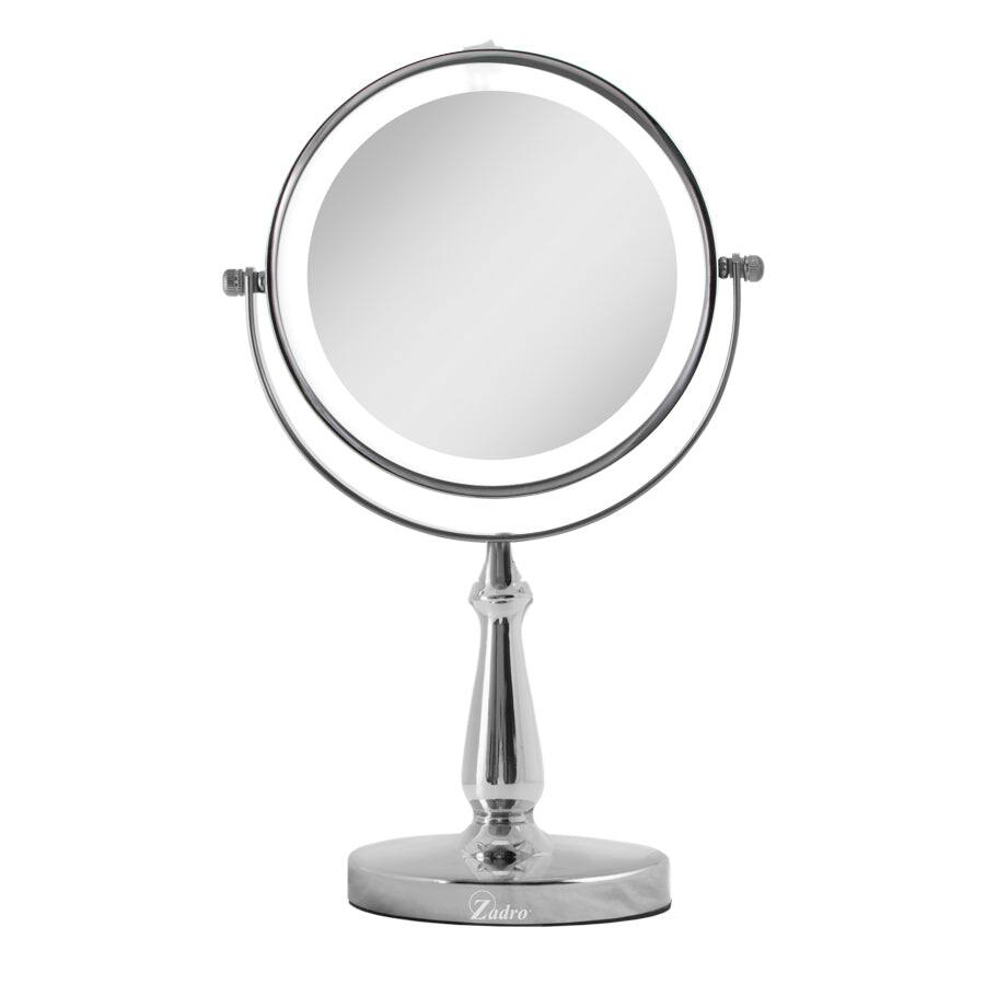 Zadro - LED Lighted Makeup Mirror with 8X/1X Magnifications & 360-Degree Rotating Head - Chrome