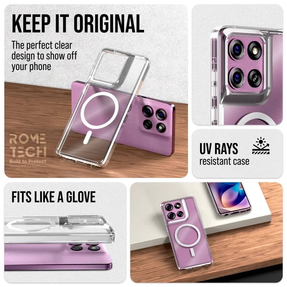 KEEP IT ORIGINAL  
The perfect clear design to show off your phone  

ROME TECH  
Built to Protect  
Designed to Perform  

FITS LIKE A GLOVE  

UV RAYS resistant case